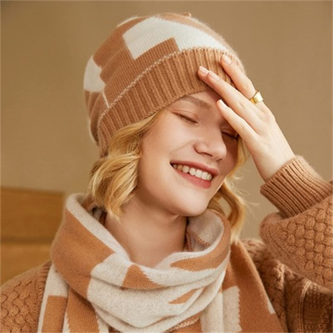 Warm Winter Knitted Cashmere Beanie Hats for Women & Men - Colorful Ski Skull Cap with Tie-Rope Design | Cozy Sleep Hat for Cold Weather, Outdoor Activities & Travel
