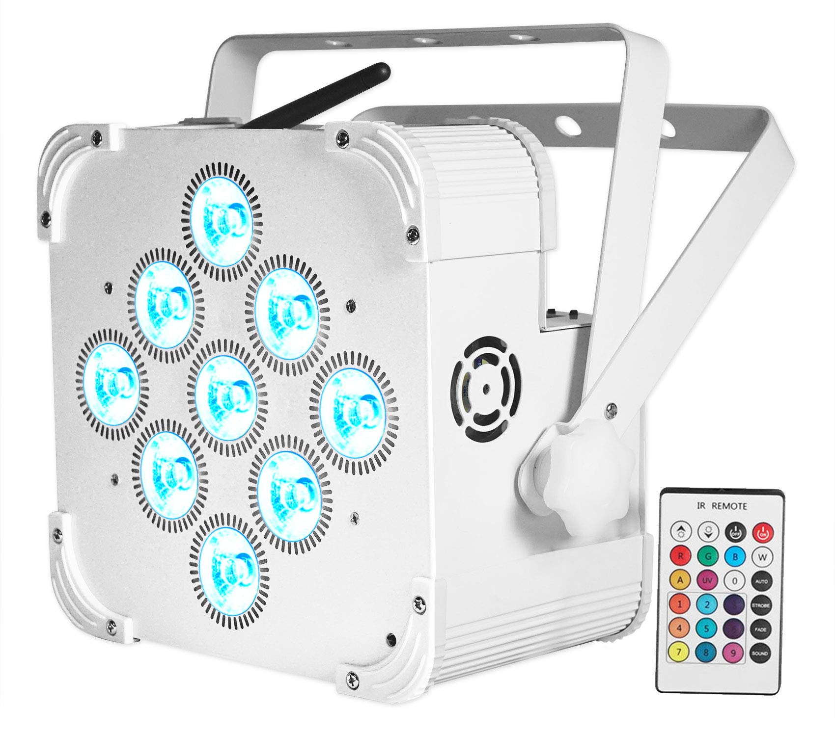 Rockville 4-Pack PAR 60 White LED Rechargeable Wash Lights with Wireless DMX Controller - Stage Lighting for Concerts, DJ Shows & Events