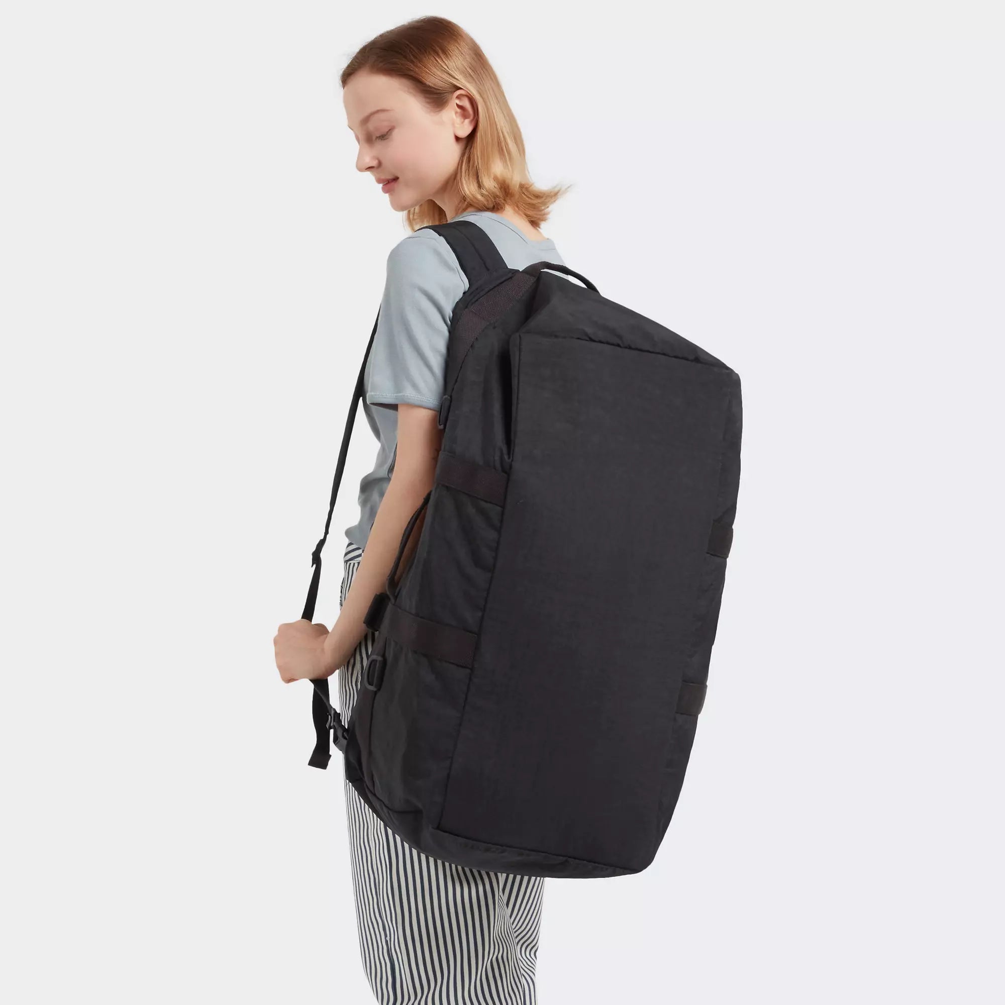 Kipling Jonis Medium Laptop Duffle Backpack - Black Noir | Water-Resistant Work & Travel Bag for Men & Women | Perfect for Office, Commute & Weekend Getaways