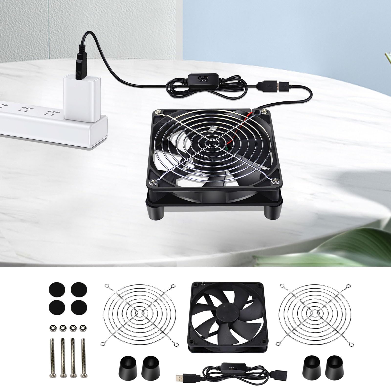 High Speed 140mm x 25mm USB Cooling Fan with Adjustable Speed Control - 5V Quiet PC Case Fan for Computer, DVR, PlayStation, Xbox, PS4, Router & Cabinet Cooling - Perfect for Gaming Rigs & Home Theater Systems