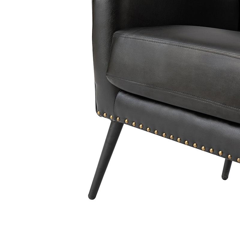 Stylish Shepherd Wingback Vegan Leather Armchair - Modern PU Leather Accent Chair for Living Room, Bedroom & Office - Comfortable Mid-Century Design with Optional Types