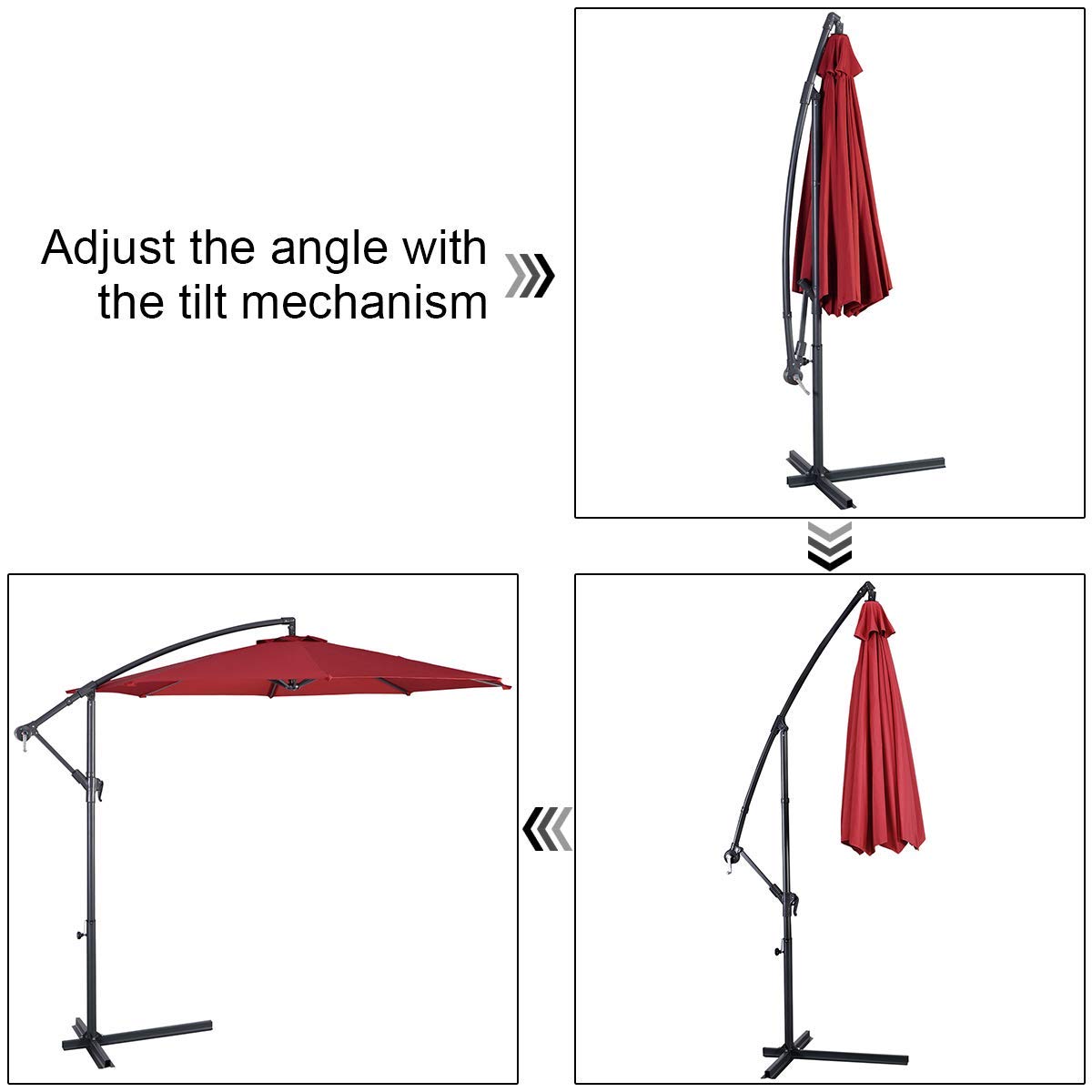 HAPPYGRILL 10ft Outdoor Patio Umbrella with Crank - Sun Shade Offset Market Umbrella for Deck, Poolside, Garden & Backyard