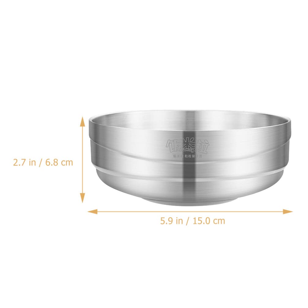 PRETYZOOM Stainless Steel Double-Layer Soup Bowl - Insulated Food Container for Hot & Cold Dishes - Durable Kitchen Tableware for Home, Office, Camping & Outdoor Use