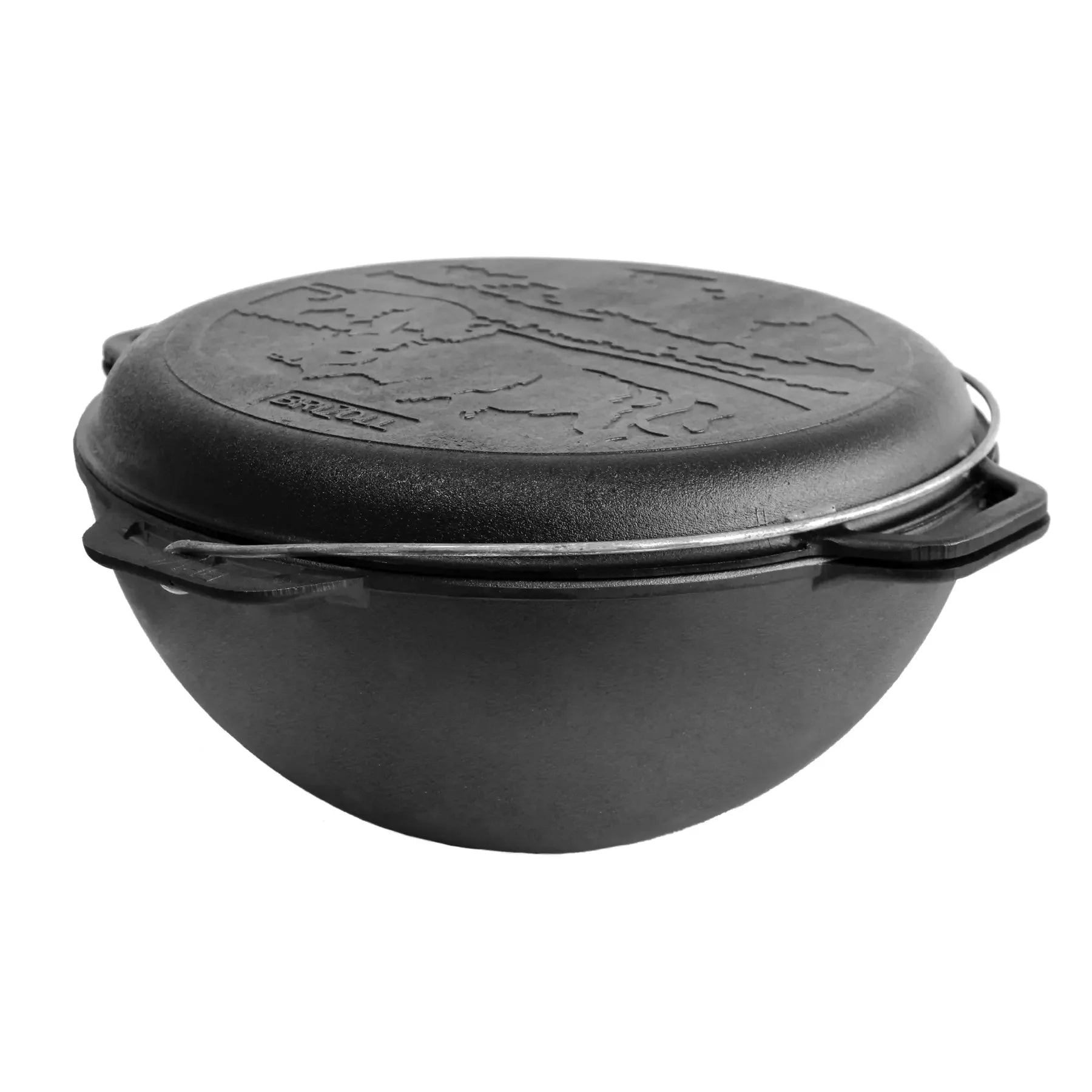 15.85 Quart Cast Iron Combo Cooker & Dutch Oven with Frying Pan Lid - Asian Kazan Style Cauldron for Camping, Outdoor Cooking & Traditional Stews