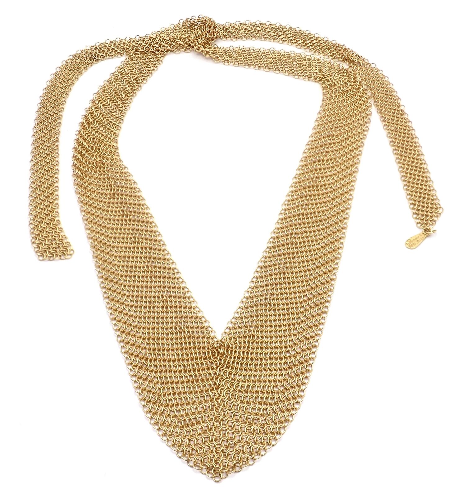 Authentic Tiffany & Co Peretti 20k Yellow Gold Mesh Bib Scarf Necklace - Vintage Luxury Jewelry for Women, Perfect for Weddings, Parties & Special Occasions