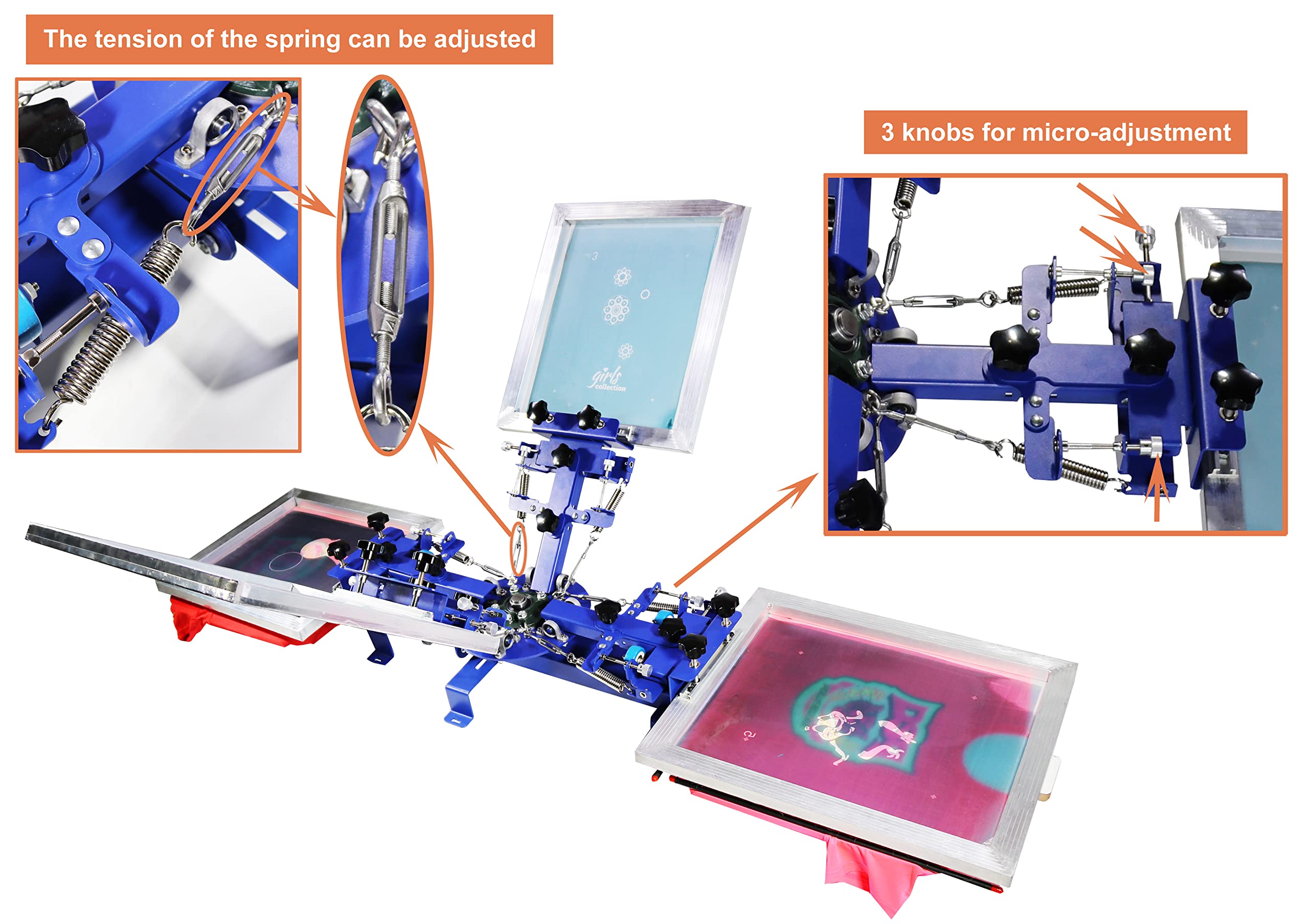 TECHTONGDA 4 Color 2 Station Silk Screen Printing Machine with Micro Adjustment - Professional Tabletop Screen Printer for T-Shirts, Circuit Boards & DIY Crafts | Perfect for Home Studios & Small Businesses