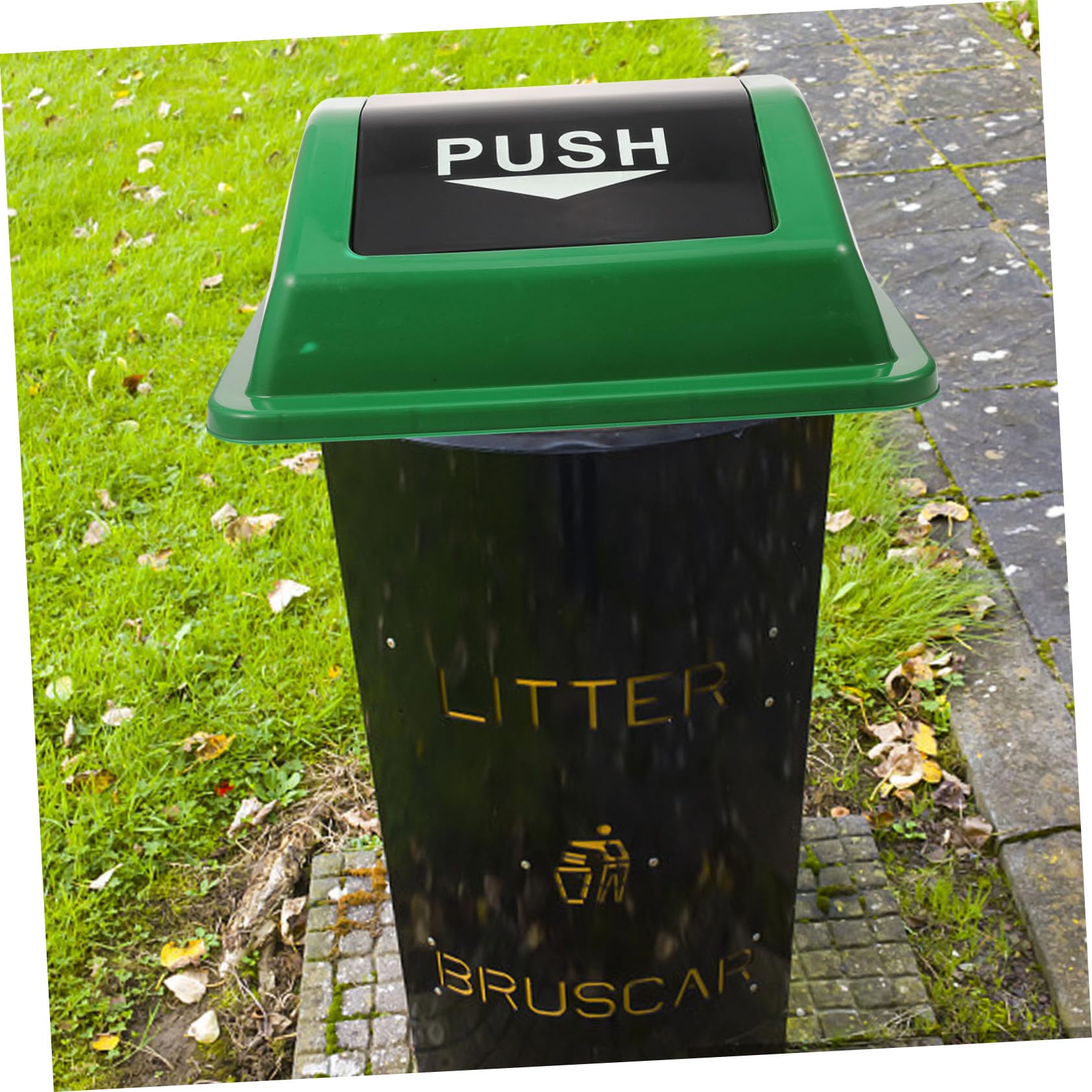 Outdoor Swing Lid Trash Can - Large Plastic Garbage Bin Cover with Easy Installation | Replacement Waste Bin Lid for Patio, Garden & Backyard Use