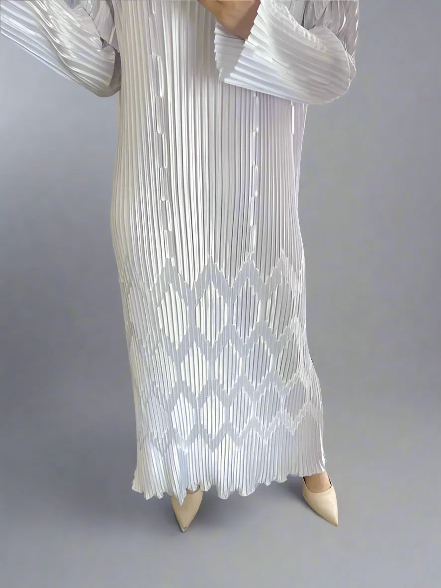 Elegant Pleated Abaya Dress for Muslim Women - Modest Islamic Fashion for Prayer, Eid & Special Occasions