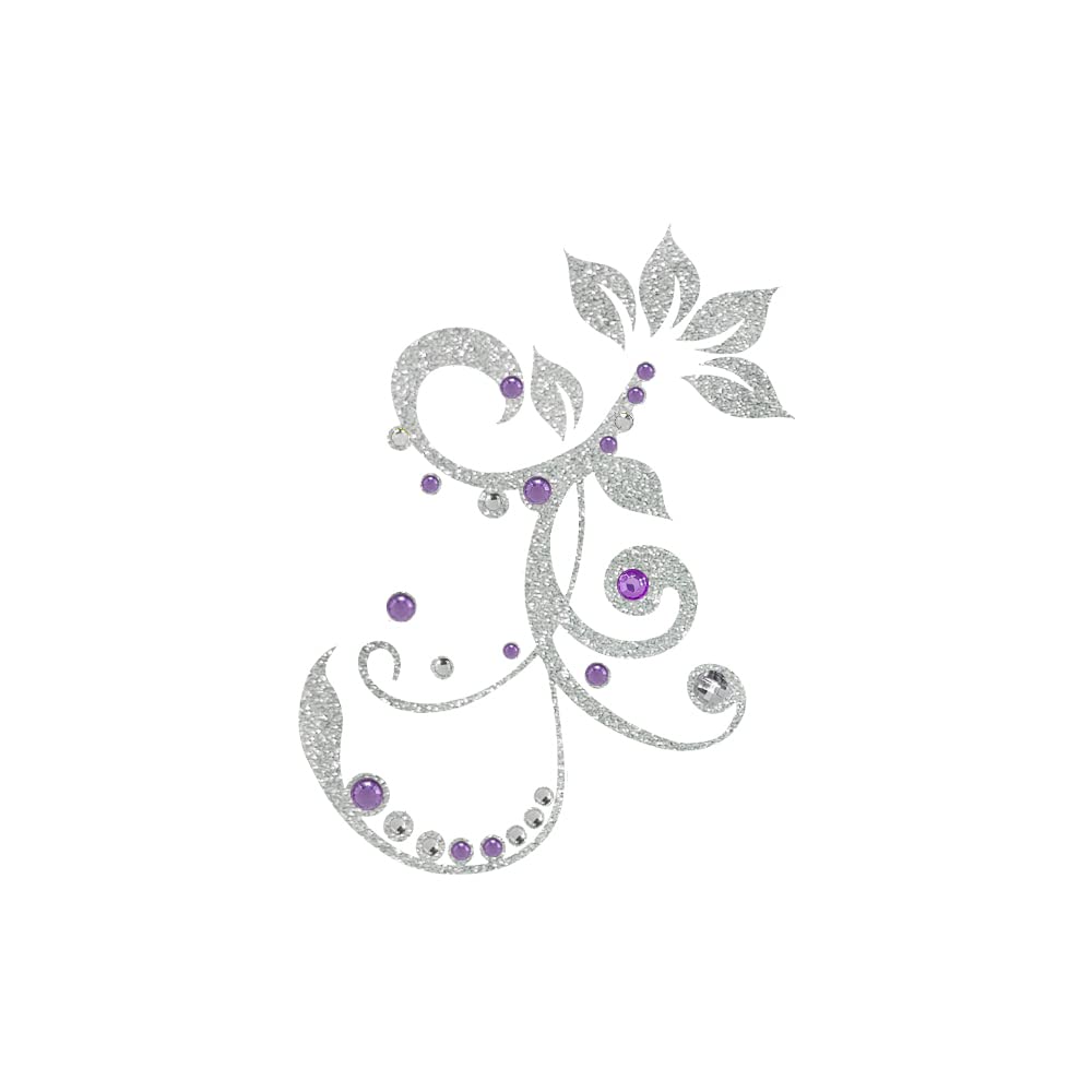 Comet Busters Glitter Silver Temporary Tattoo Stickers - Body Jewelry for Parties, Festivals & Costume Events (BJ221) | Waterproof Fake Tattoos for Women & Teens