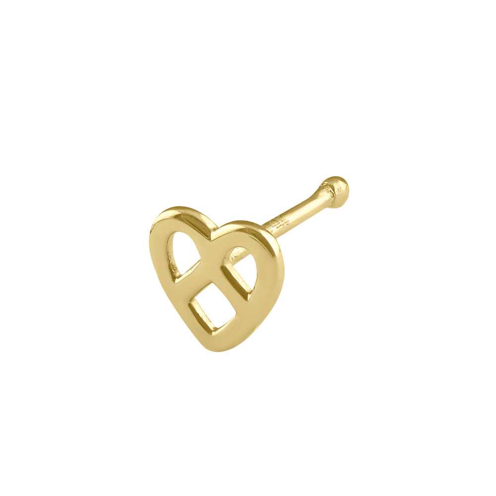 14K Solid Gold Pretzel Heart Nose Stud - Dainty Cartilage Hoop Ring for Women - Perfect for Everyday Wear, Gifts & Special Occasions