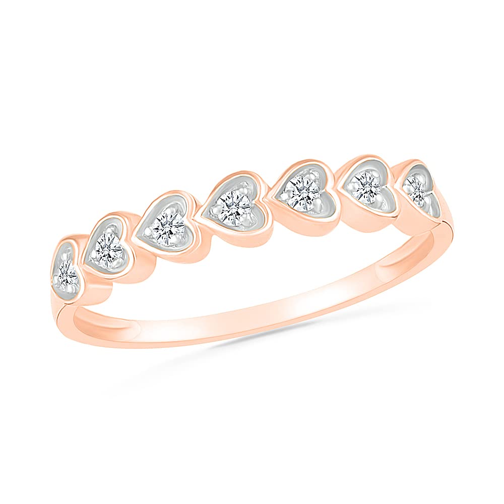 10kt Gold Round White Diamond Fluttering Heart Band Ring (1/10 cttw) - Elegant Jewelry for Women, Perfect Gift for Anniversary, Valentine's Day & Special Occasions