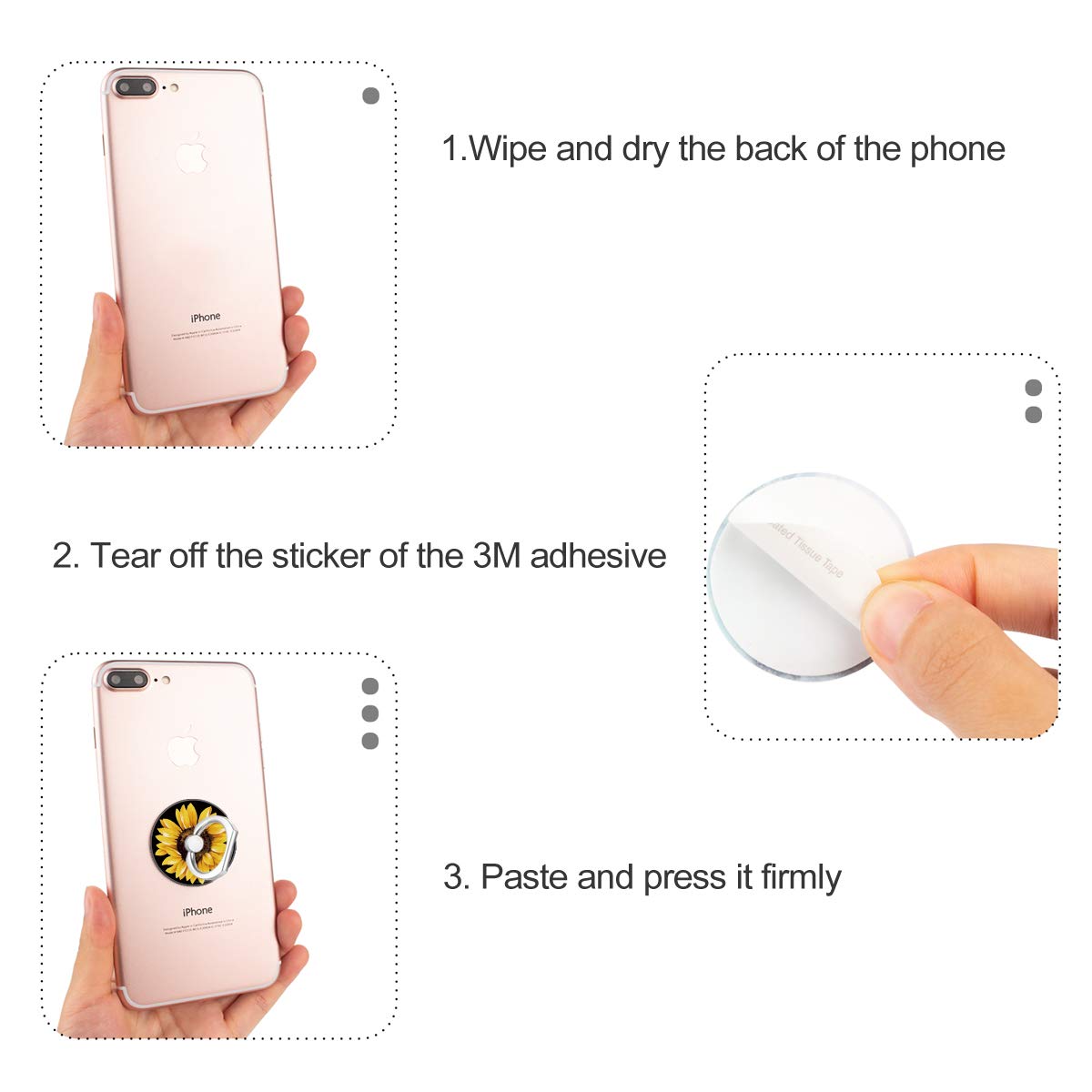 Bonoma 3 Pack Sunflower Phone Ring Holder - 360° Rotating Universal Grip Stand for iPhone, Samsung & Tablets | Perfect for Selfies, Video Calls & Hands-Free Viewing