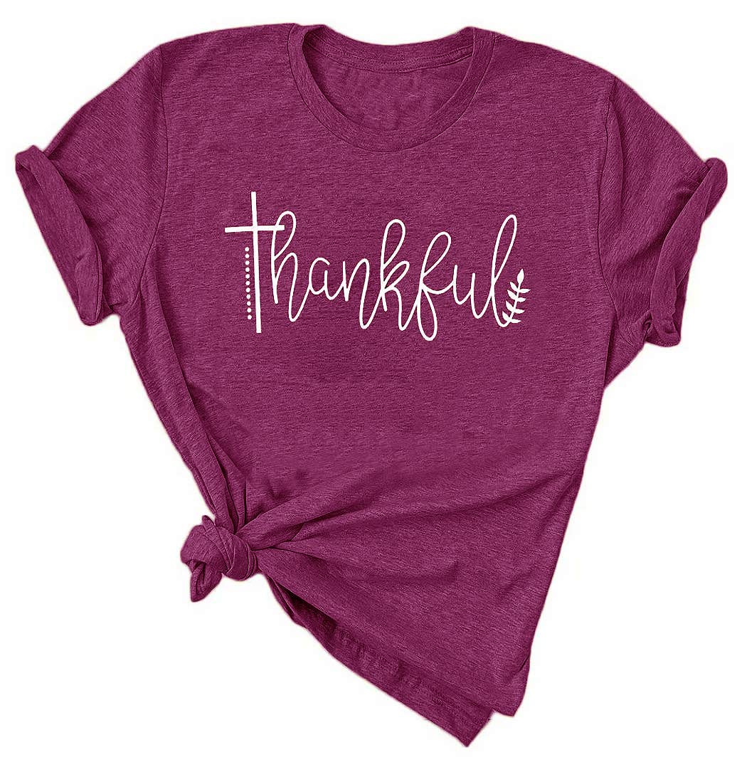 Thanksgiving Graphic T-Shirts for Women - Casual Short Sleeve Thankful Shirts - Perfect for Family Gatherings, Friendsgiving Parties & Holiday Photos