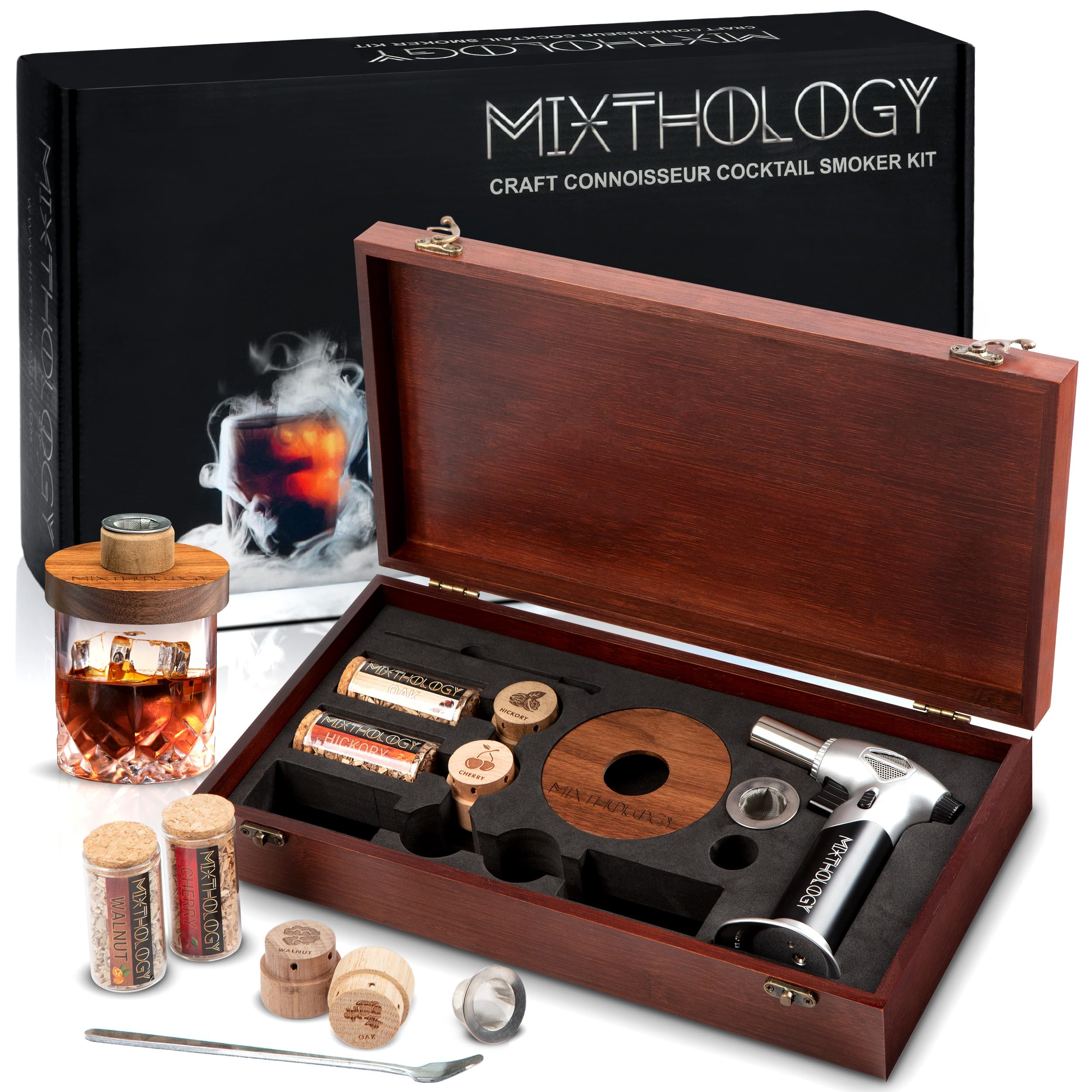 Premium Whiskey Smoker Kit with Torch - Bourbon & Cocktail Smoker Set for Old Fashioned Drinks - Stainless Steel Drink Smoker Kit for Whisky, Cocktails & Home Bar Mixology - Perfect for Gifts & Entertaining