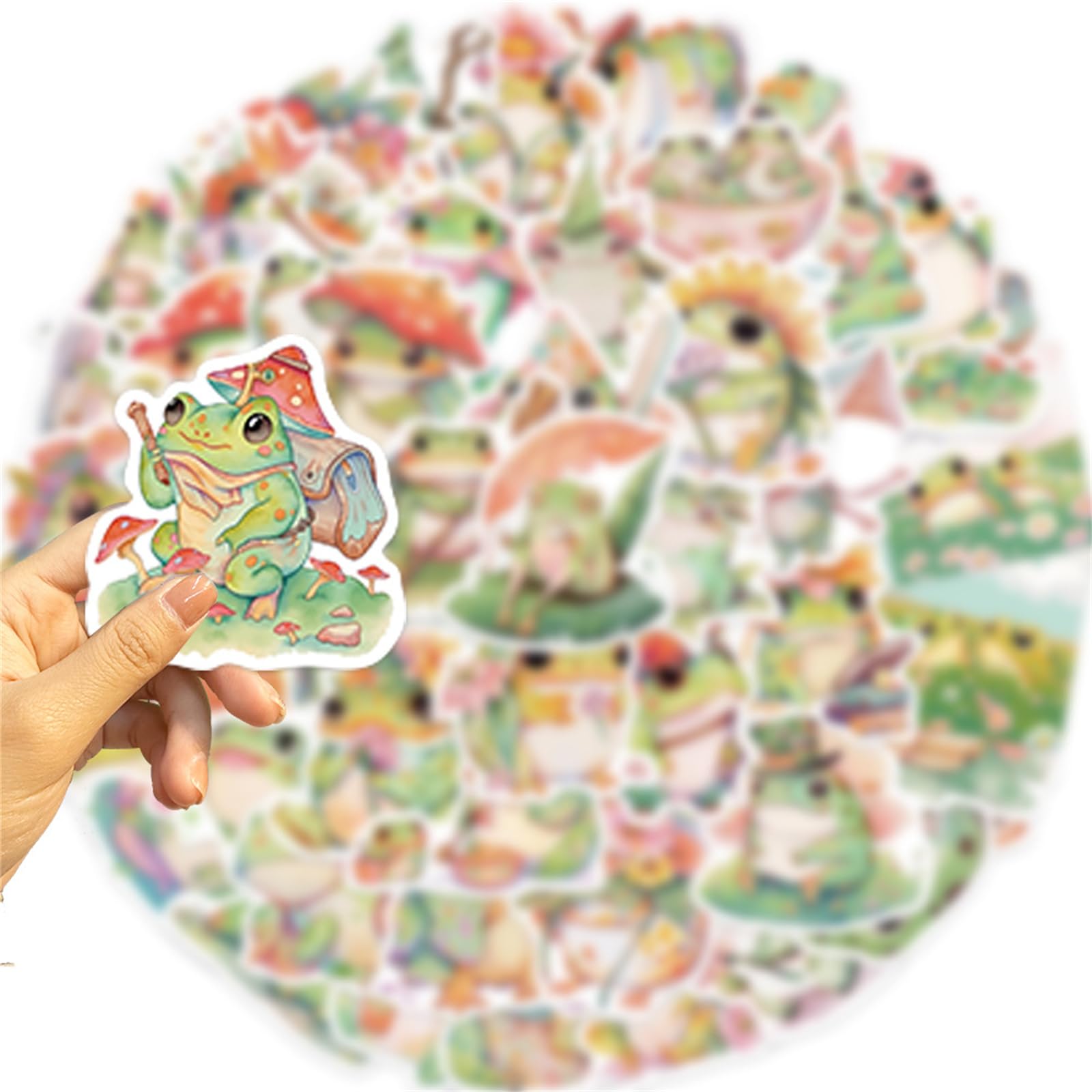 Cute Kawaii Frog Stickers 50PCS - Waterproof Vinyl Decals for Kids & Adults - Perfect for Water Bottles, Laptops, Phones & Notebooks - Fun Cartoon Animal Stickers for School, Office & Home Decor
