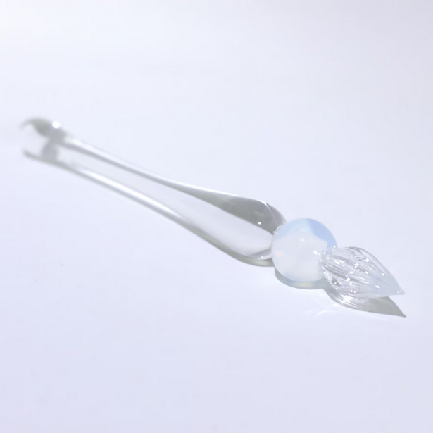 Japanese Glass Dip Pen - Short Clear & White Opal Calligraphy Pen for Writers, Artists & Lettering - Perfect for Ink Drawing, Handwriting Practice & Unique Gift Ideas