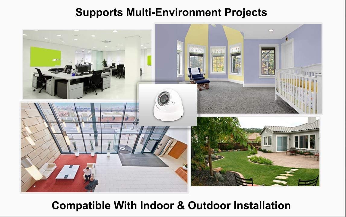 Evertech 1080p HD Security Dome Camera with 2.8-12mm Adjustable Lens | Wide Angle View | Night Vision | Indoor/Outdoor Surveillance | AHD/TVI/CVI/Analog 4-in-1 System | Perfect for Home, Office & Business Security Monitoring