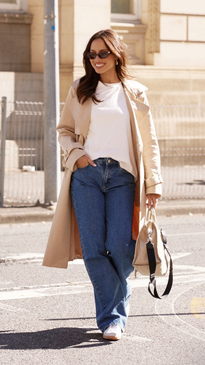 Byron Classic Camel Trench Coat for Women - Waterproof Long Coat with Belt, Perfect for Fall and Winter Fashion, Office Wear & Outdoor Activities
