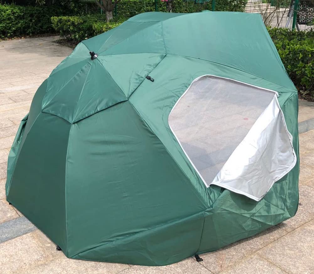 240cm Large Beach Umbrella with UPF50+ Sun Protection - Windproof & Waterproof Fishing Umbrella for Outdoor Activities - 8-Rib Sun Shade for Beach, Camping, Picnics & Sports Events (Green) - Perfect for Summer Vacations and Outdoor Adventures