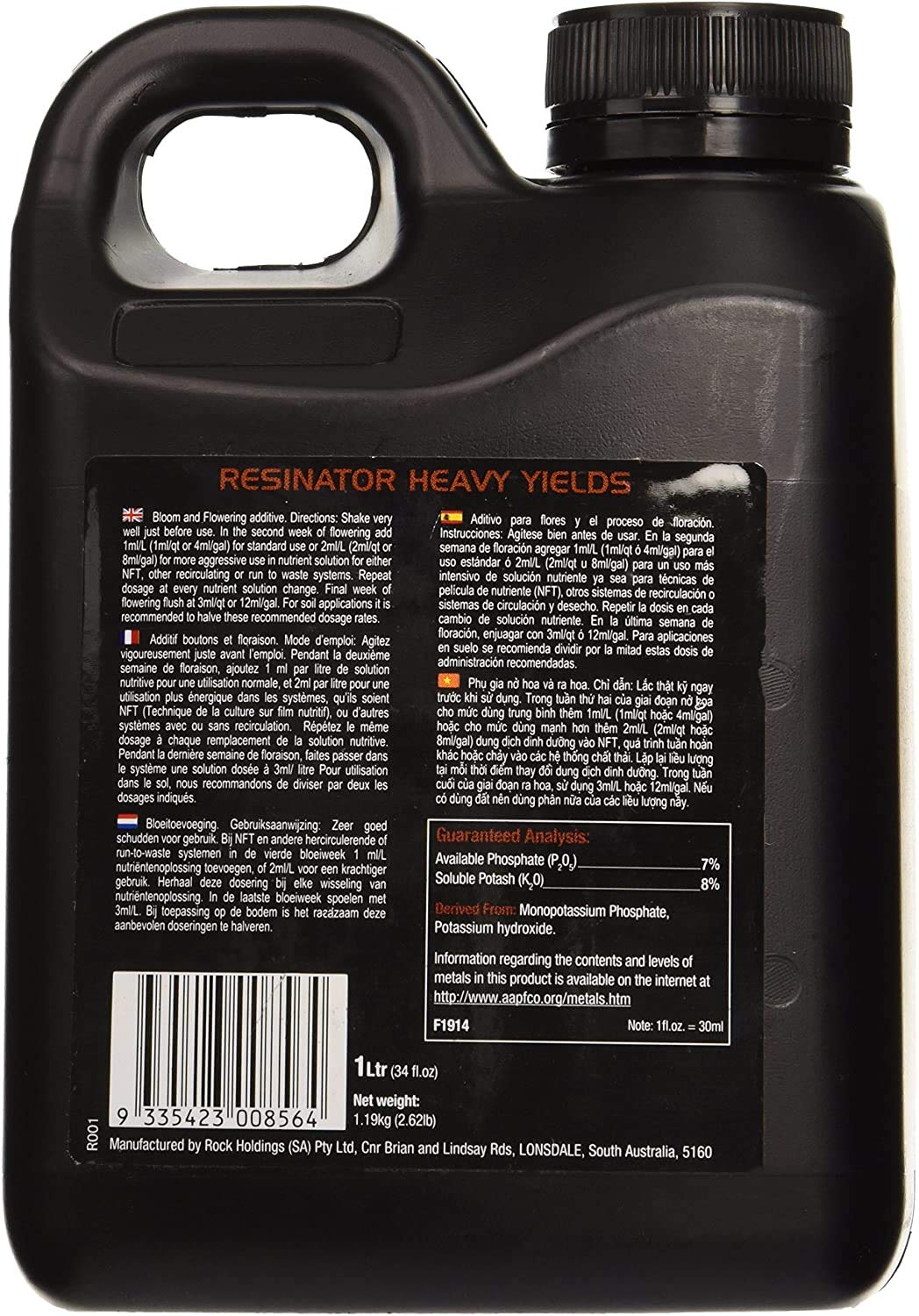 Rock Nutrients Rock Resinator Heavy Yields Plant Booster - 1 Liter (3-Pack) for Hydroponics, Indoor & Outdoor Gardening - Maximize Flowering & Fruit Production