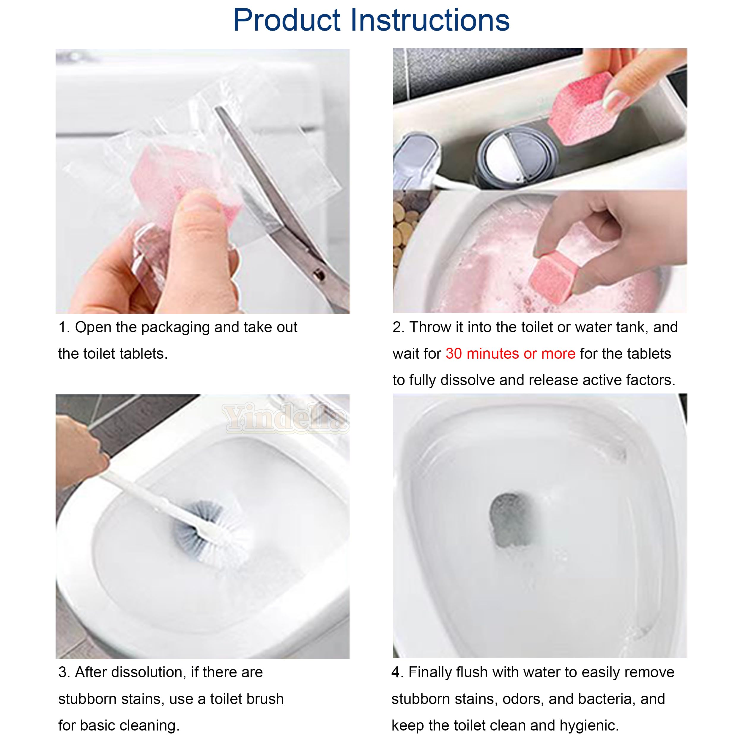 Yindella Automatic Toilet Bowl Cleaner - 12 Pack | Fast Descaling & Stain Remover | Eliminates Urine Stains, Yellow Dirt & Odors | Bathroom Cleaning Tools for Toilet & Floor | Perfect for Daily Home & Commercial Use