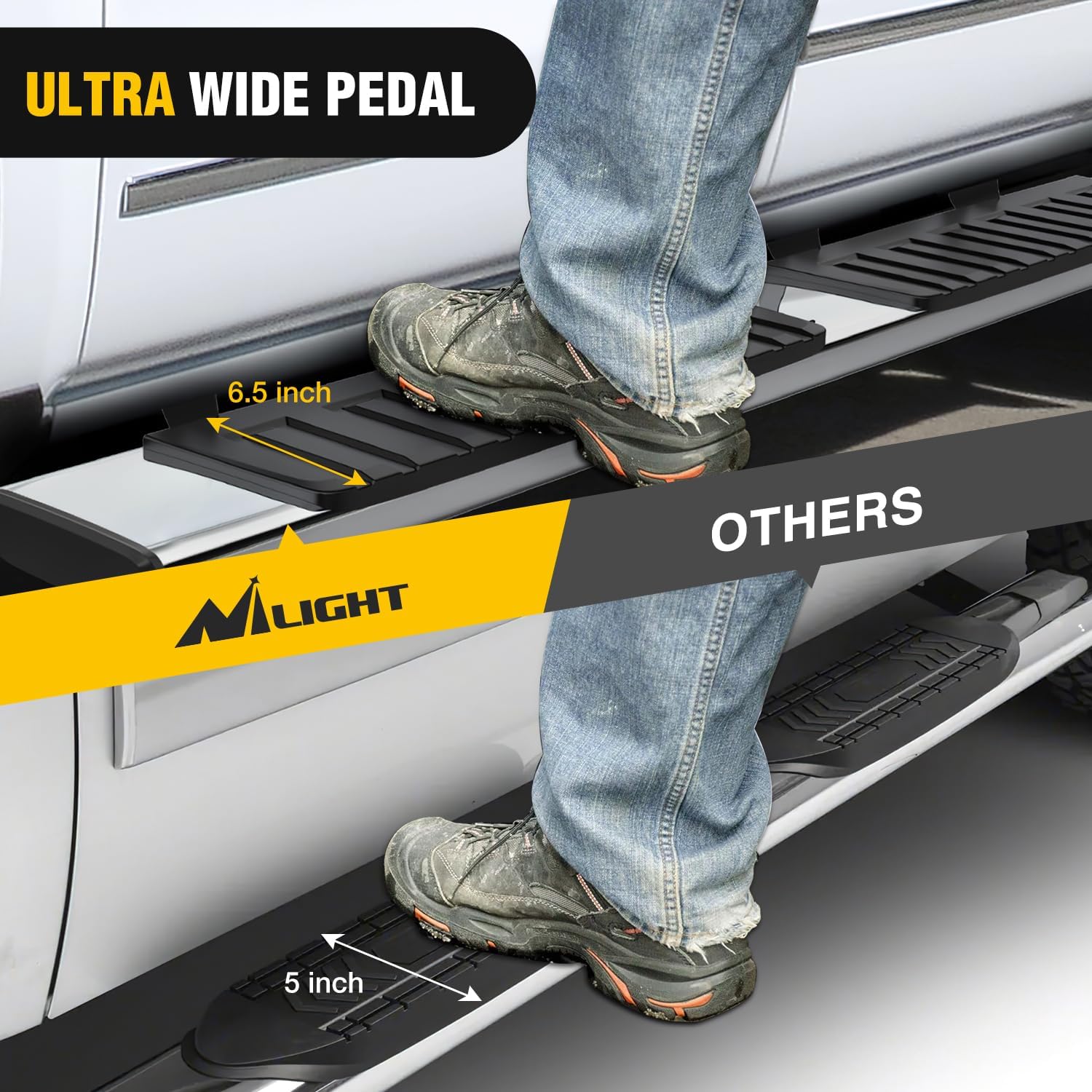 Dodge Ram 1500 Crew Cab 6 Inch Slip-Resistant Stainless Steel Running Boards - Compatible with 2019-2024 New Body Style (Excludes Classic Models) - Perfect for Off-Roading, Truck Access & Easy Entry/Exit