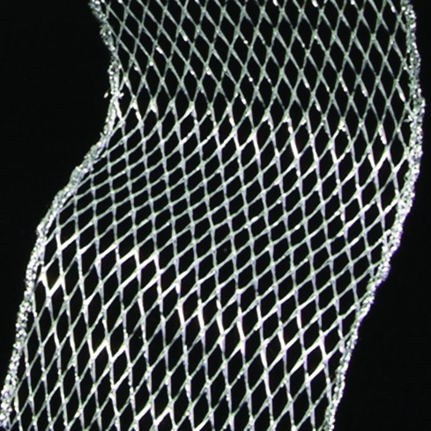 Shining Silver Open Mesh Wired Craft Ribbon - 6