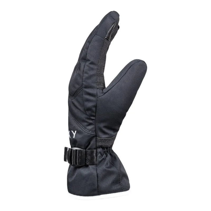 Roxy Snow Jetty Solid Black Gloves - Waterproof & Warm Winter Gloves for Skiing, Snowboarding & Outdoor Activities