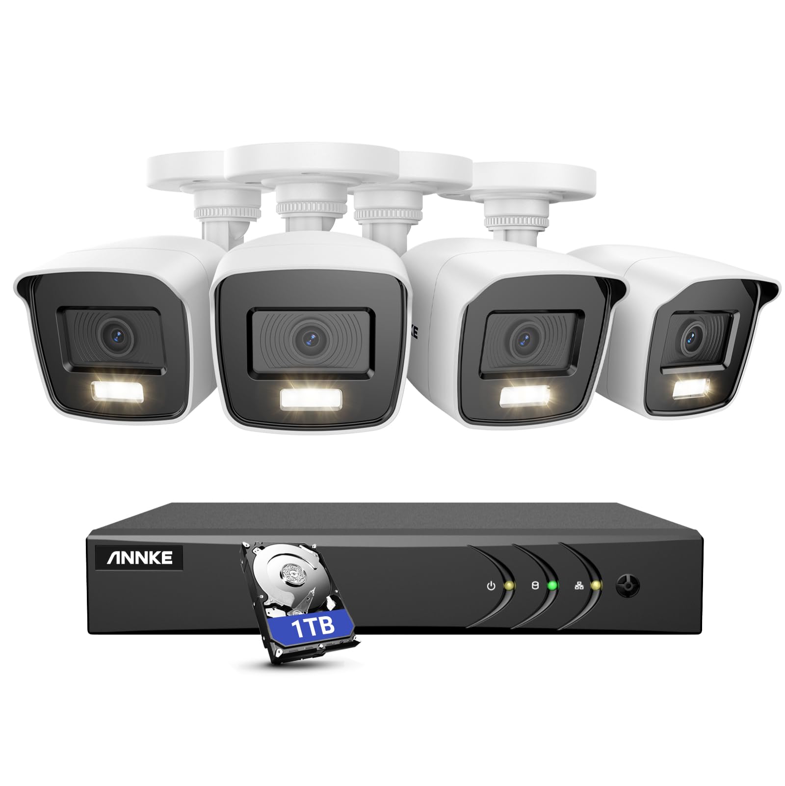 ANNKE 8CH 3K Lite Security Camera System with 4 x 1080P Wired CCTV IP66 Cameras - AI Human/Vehicle Detection, Full Color Night Vision, Remote Access, 1TB HDD - Ideal for Home & Business Surveillance (Indoor/Outdoor)