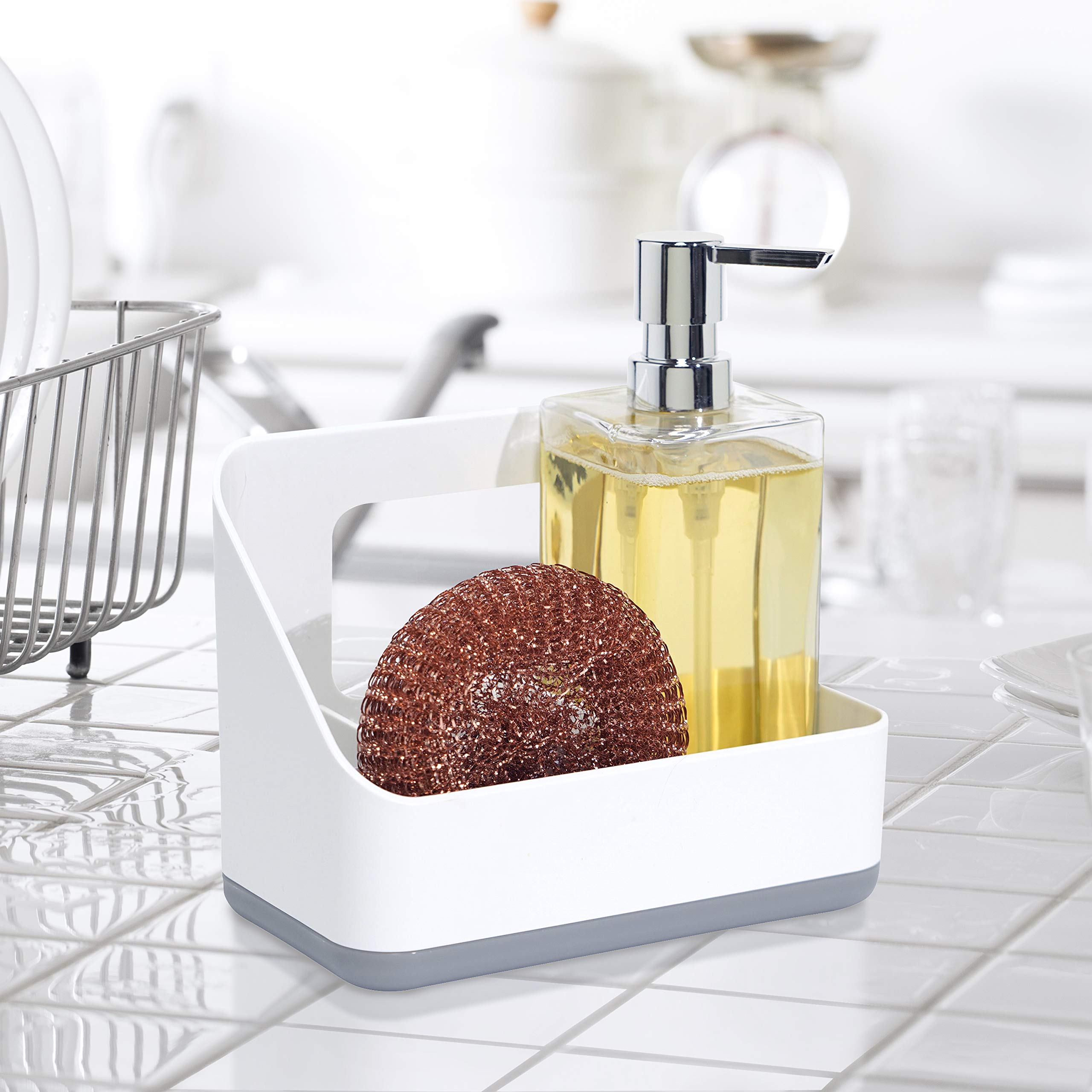 OGGI 13oz Square Glass Soap Dispenser with Rustproof Pump - Heavy Duty Bathroom & Kitchen Soap Dispenser for Hand Soap, Dish Soap & Hand Sanitizer - Elegant Gray/Chrome Design | Perfect for Modern Homes, Restaurants & Offices
