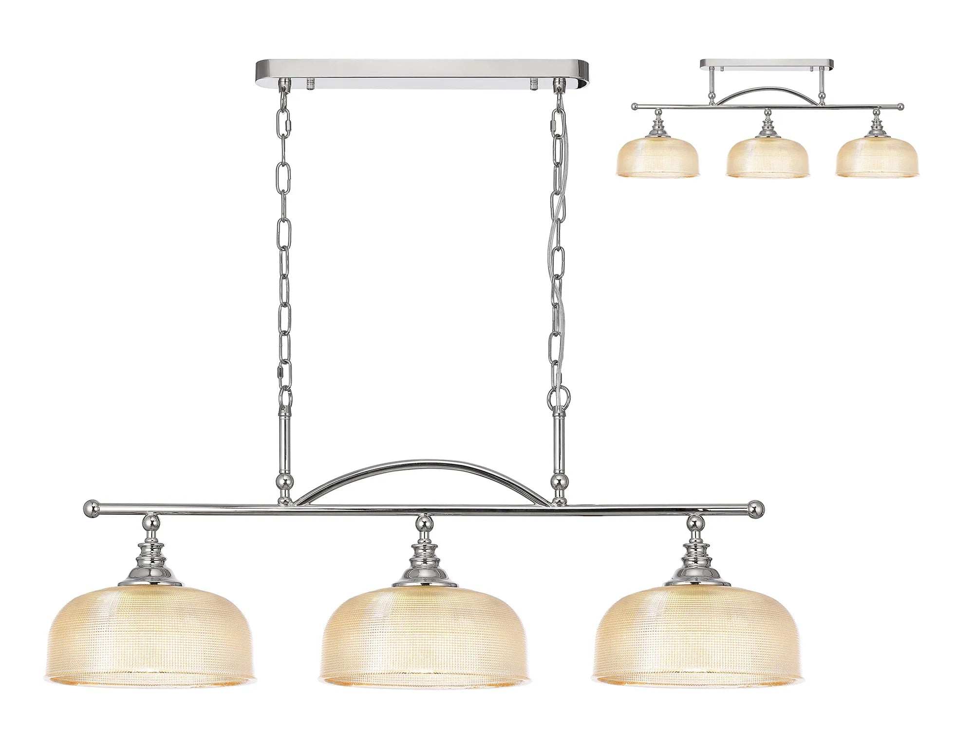 Polished Nickel/ Amber Glass