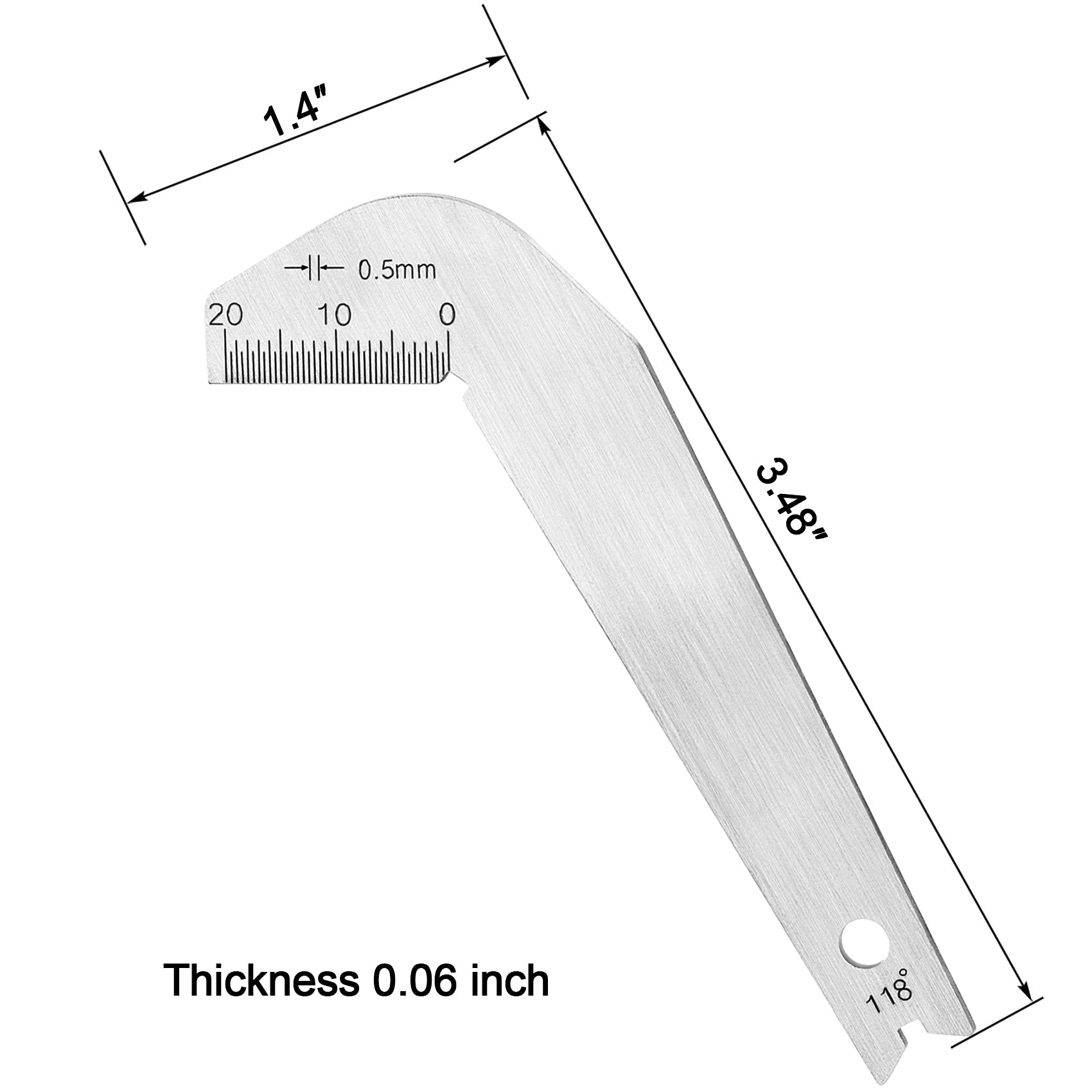 PAGOW 118 Degree Drill Bit Gauge - Stainless Steel Twist Drill Angle Protractor for Sharpening & Grinding | Perfect for Woodworking, Metalworking & DIY Projects
