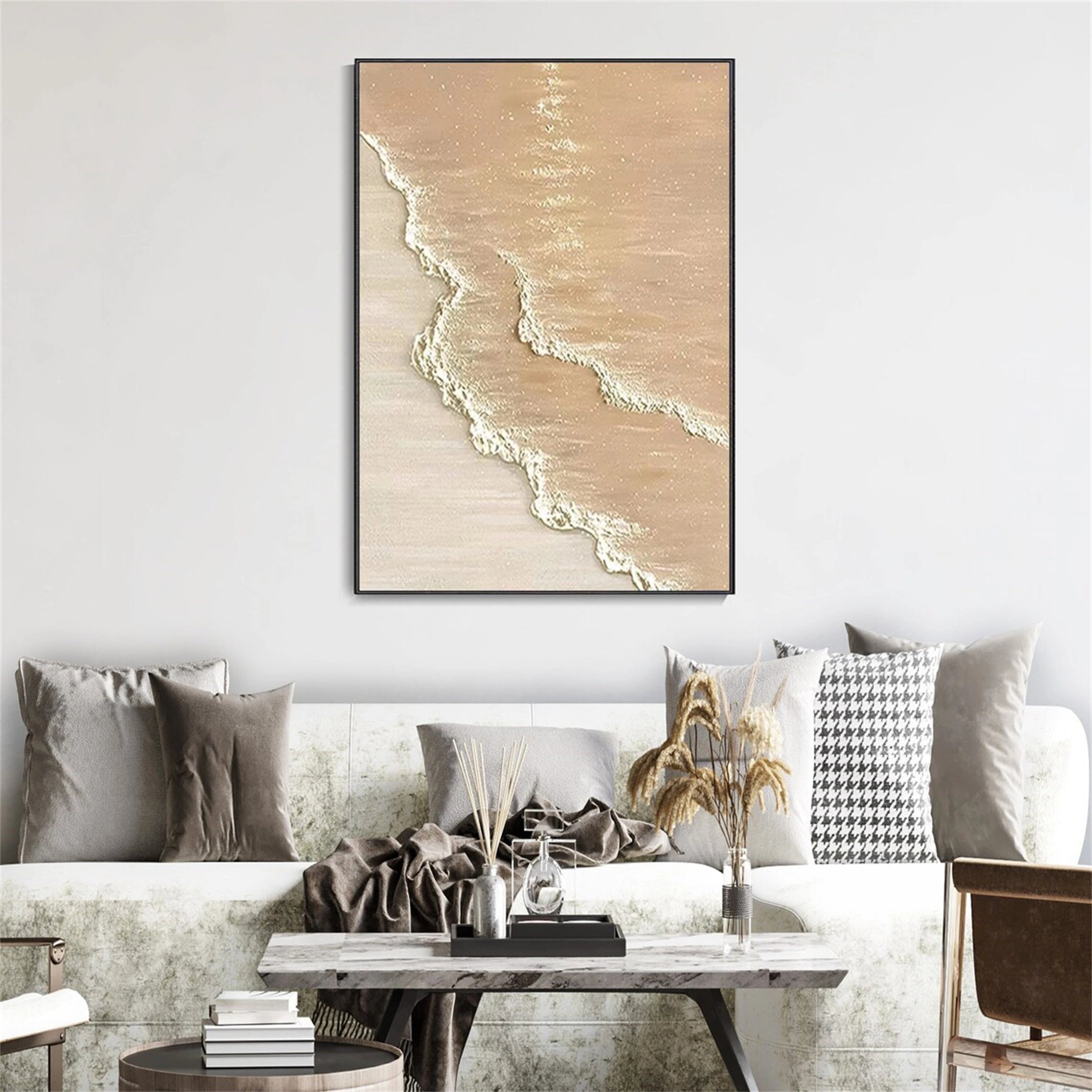 Ocean and Sky Painting #OS 055 - Handmade Seascape Wall Art for Home Decor, Office, Living Room & Bedroom