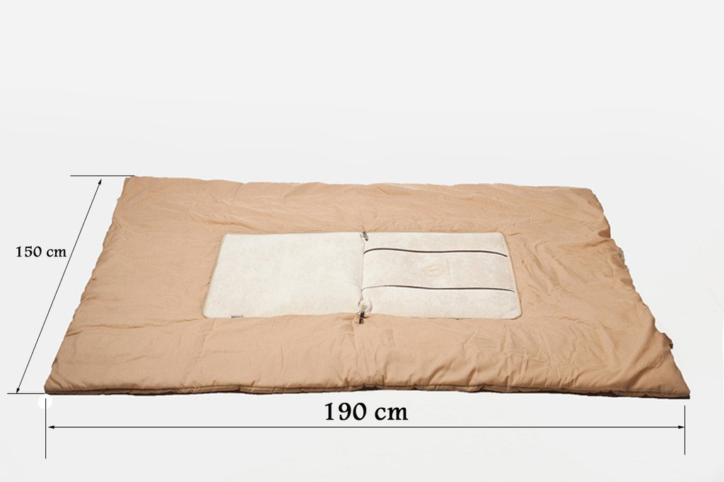 ALIBO Beige Lightweight Washable Travel Blanket Pillow - Foldable Quillow 14.1×14.1 Inches - Perfect for Airplane, Car, Office Naps & Home Decor