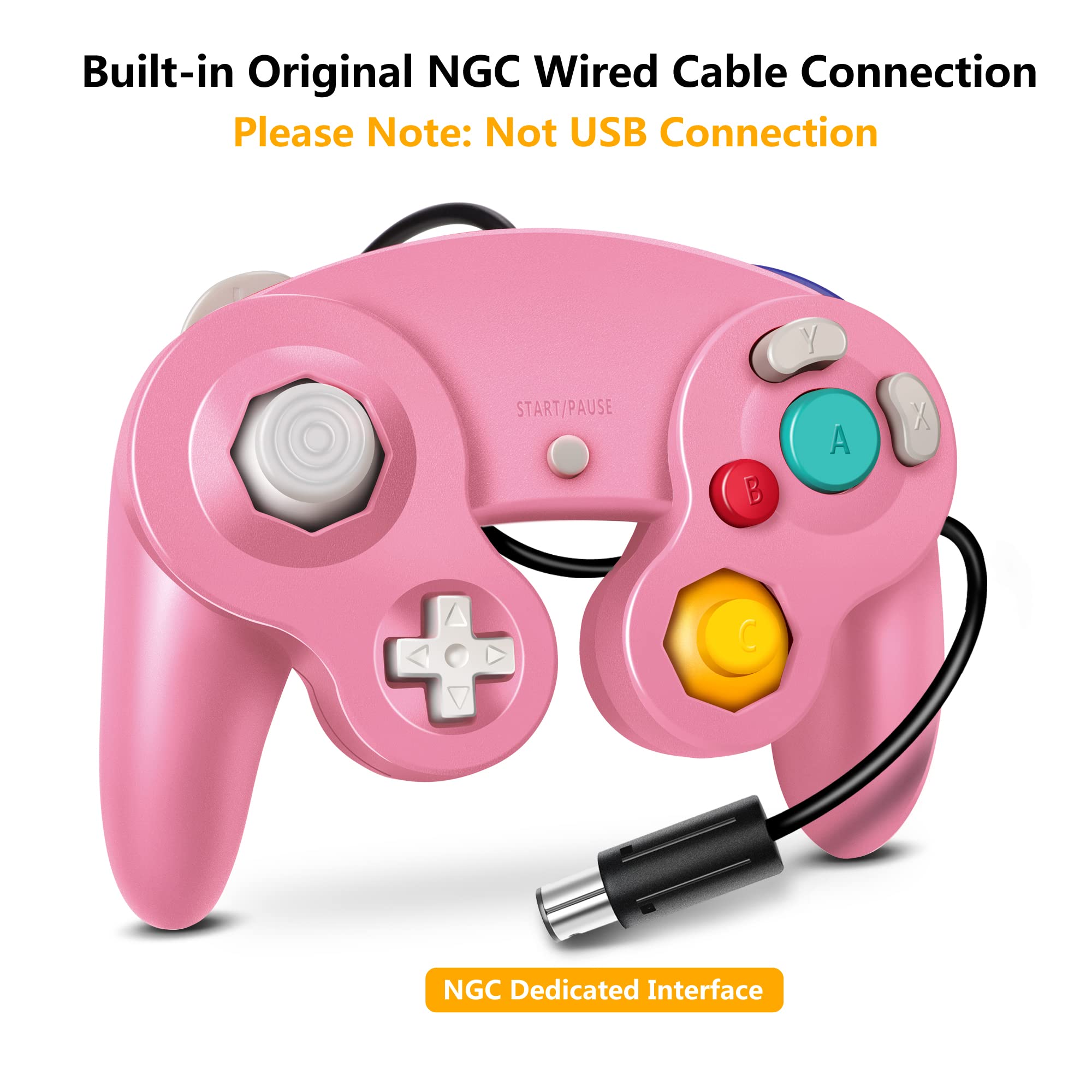 FIOTOK Gamecube Controller 2-Pack for Wii - Enhanced Black & Pink | Classic Gaming Accessory