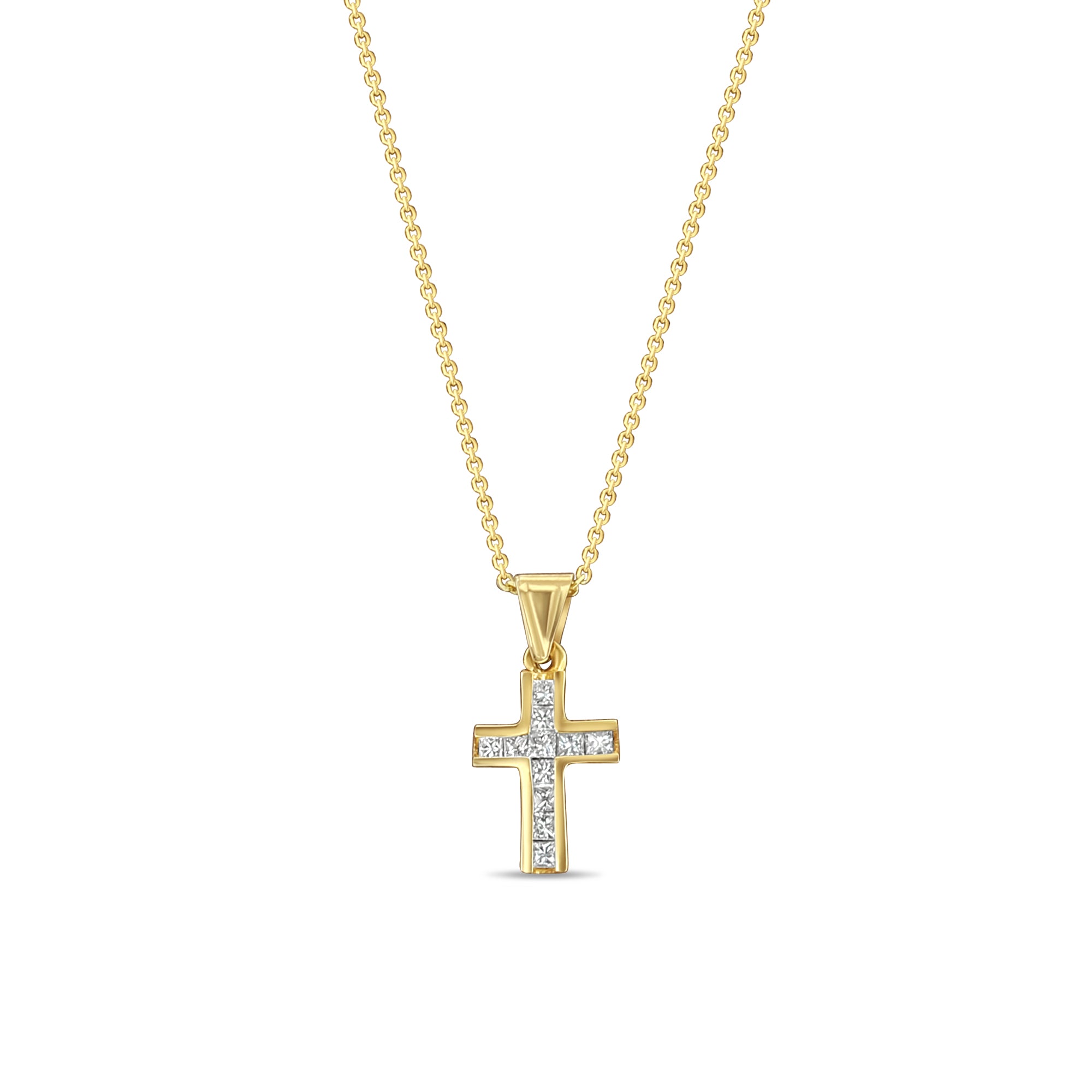 14K Yellow Gold Princess Cut Diamond Necklace for Women - Elegant & Dainty Jewelry Gift for Anniversary, Valentine's Day & Special Occasions