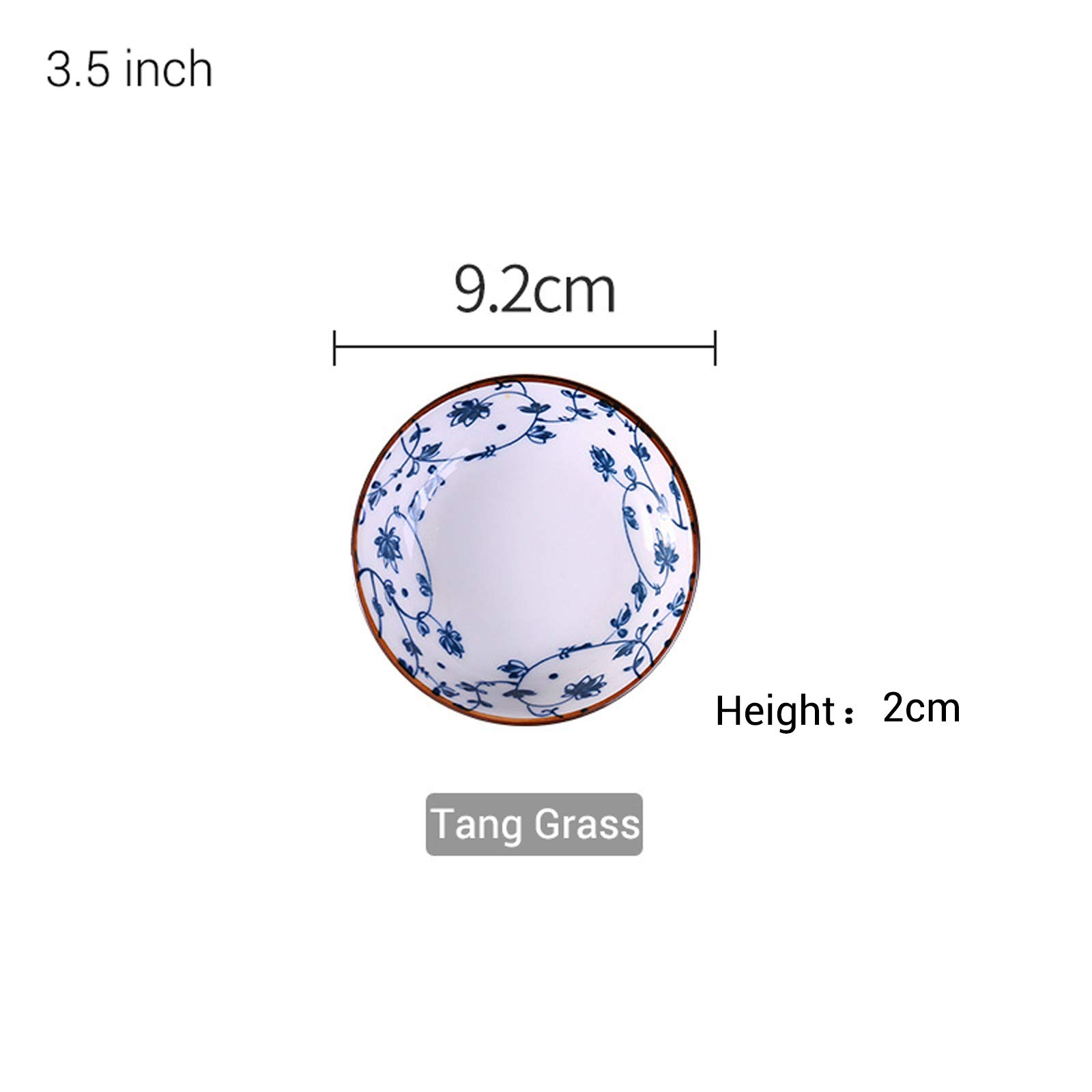 4 Pack Blue and White Porcelain Appetizer Plates - Floral Design 3.5 Inch Shallow Dishes for Salad, Dessert, Snacks & Party Serving | Elegant Tang Grass Pattern for Home Dining & Entertaining
