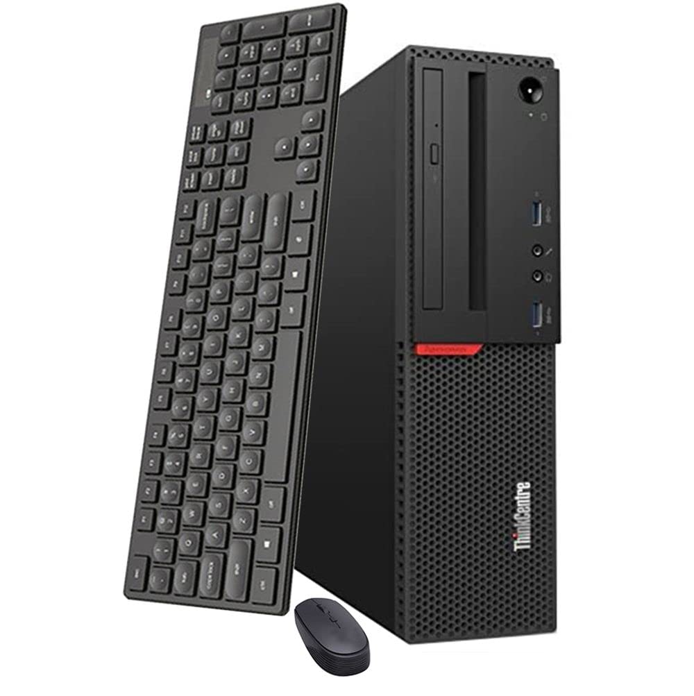 Lenovo ThinkCentre M800 SFF Business Desktop PC - Intel Core i7-6700 3.4GHz, 16GB DDR4 RAM, 128GB SSD + 2TB HDD, WiFi, Bluetooth, DVD-RW, Wireless Keyboard & Mouse, Windows 10 Pro (Renewed) - Perfect for Office Work, Home Use & Small Business Computing