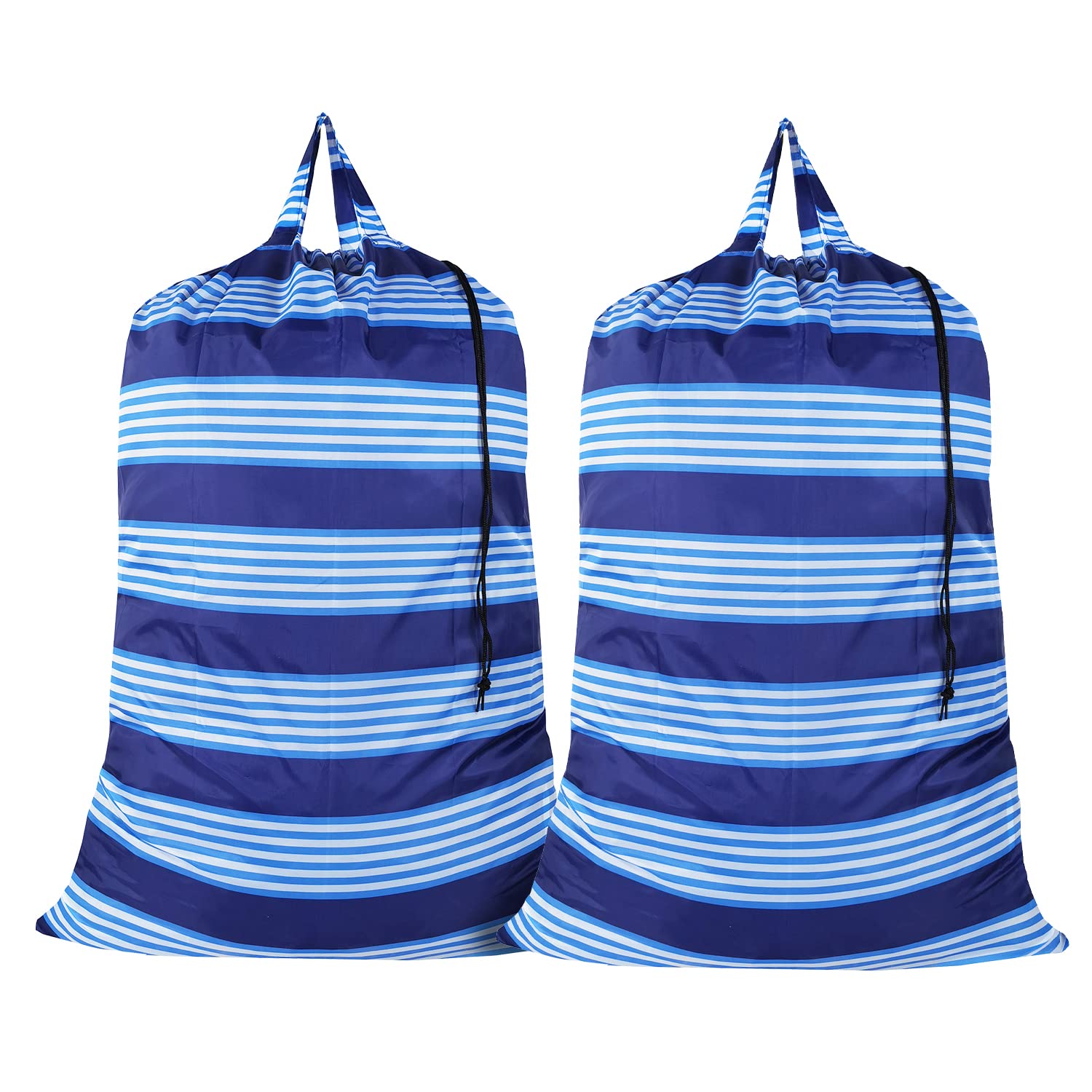 Extra Large Heavy Duty Laundry Bag with Handles & Drawstring Closure - 2 Pack Blue - Durable Wash Bags for Laundry Room, College Dorm, Travel & Outdoor Camping - Space Saving Storage Solution for Clothes, Blankets & Sports Gear