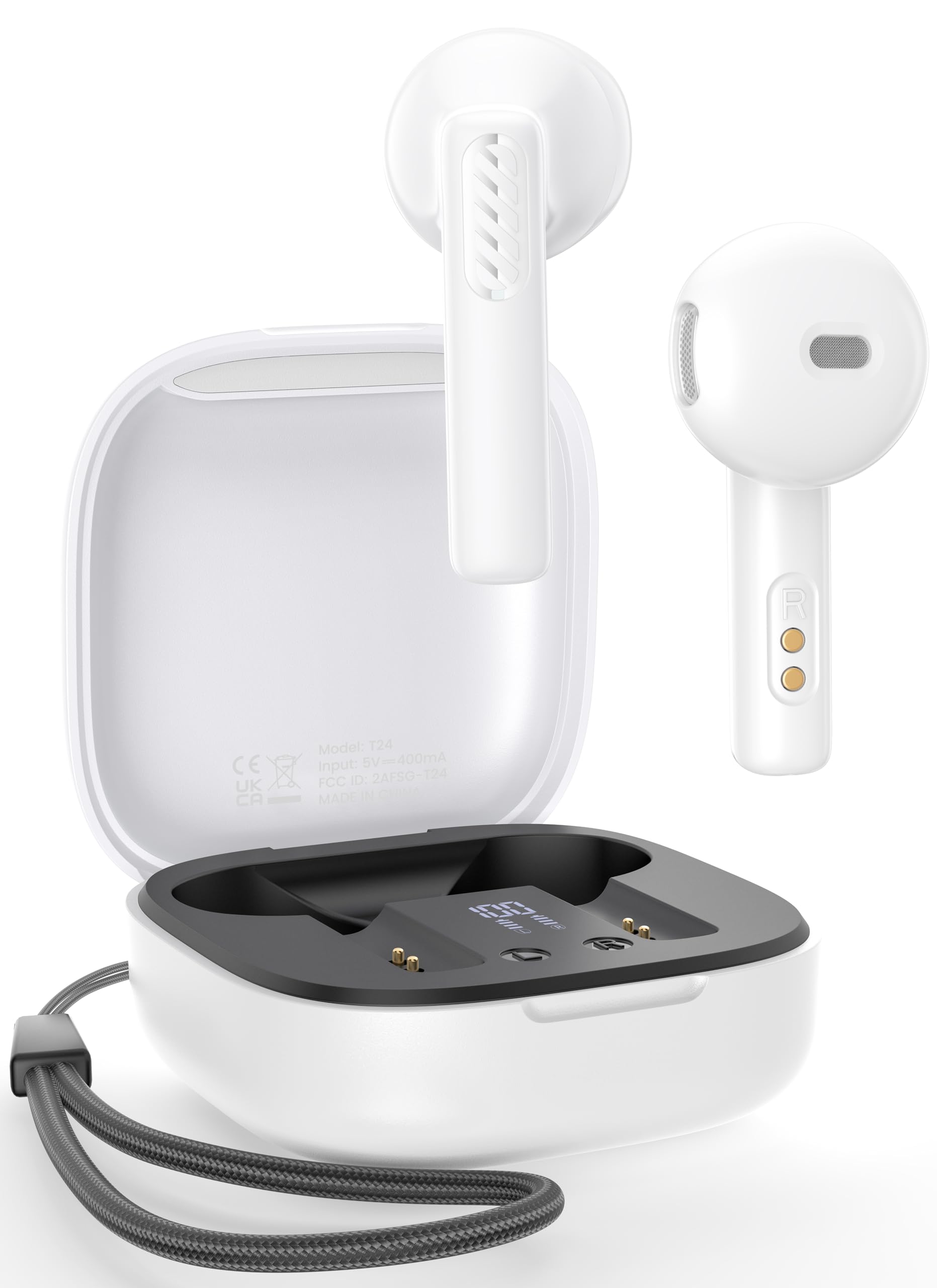 Wireless Earbuds Bluetooth 5.3 Headphones - 50H Playtime, Deep Bass Stereo Sound, LED Power Display, IPX7 Waterproof with Mic - Perfect for Workouts, Commuting & Travel (Compatible with Android/iOS Phones)