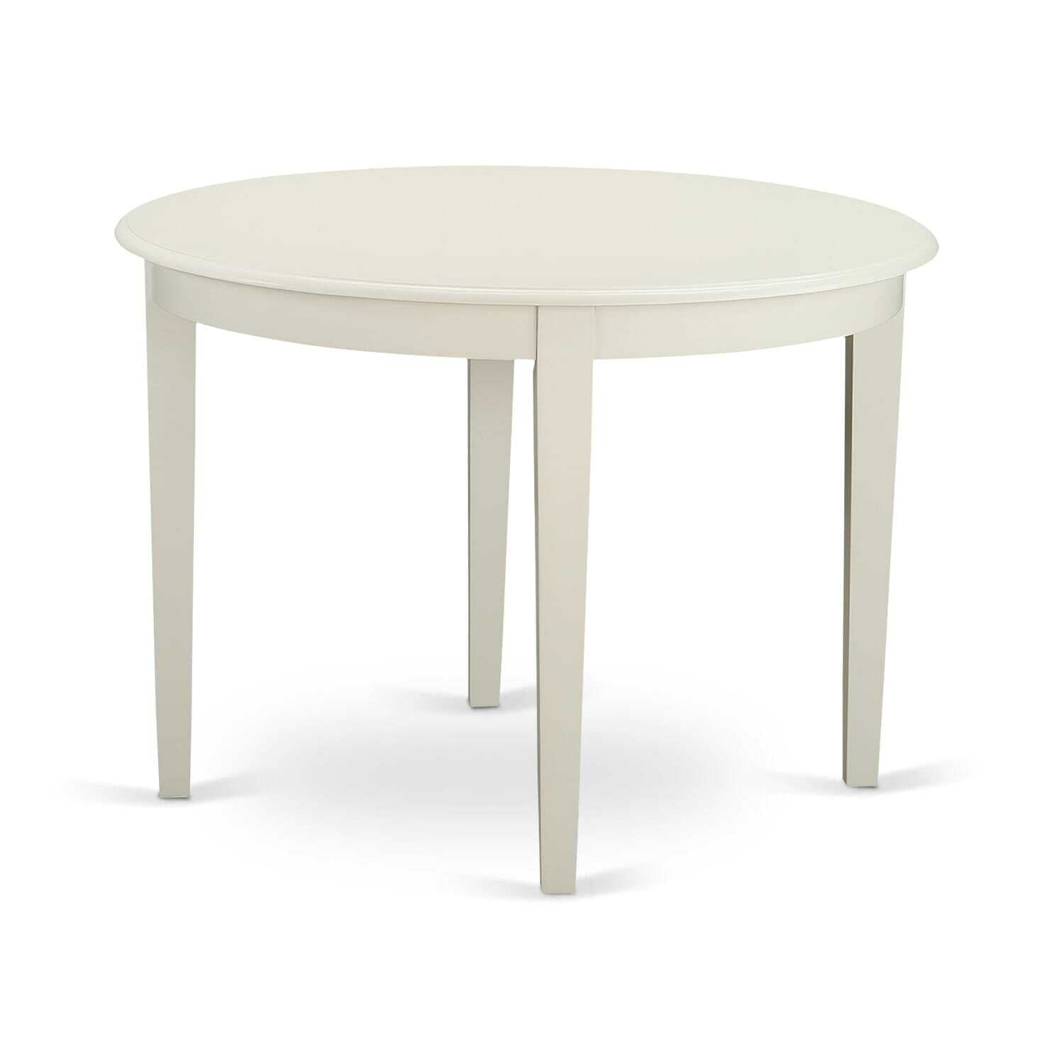 East West Furniture 5-Piece Dining Table Set - Round White Parsons Table with Baby Blue Chairs, Rubberwood Frame - Perfect for Small Spaces & Modern Farmhouse Decor