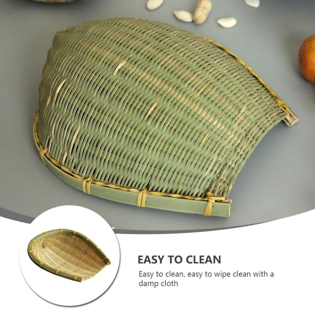 DOITOOL Solid Wood Pallet & Bamboo Basket Set - Multi-Purpose Kitchen Storage for Vegetables, Fruits & Food - Handwoven Bamboo Dustpan & Basket for Home Organization - Perfect for Pantry, Countertop & Dining Room Decor