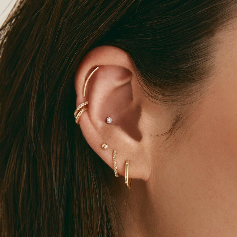 10k Gold Diamond Fine Wave Huggie Earrings for Women - Elegant Everyday Hoop Earrings for Work, Party & Special Occasions
