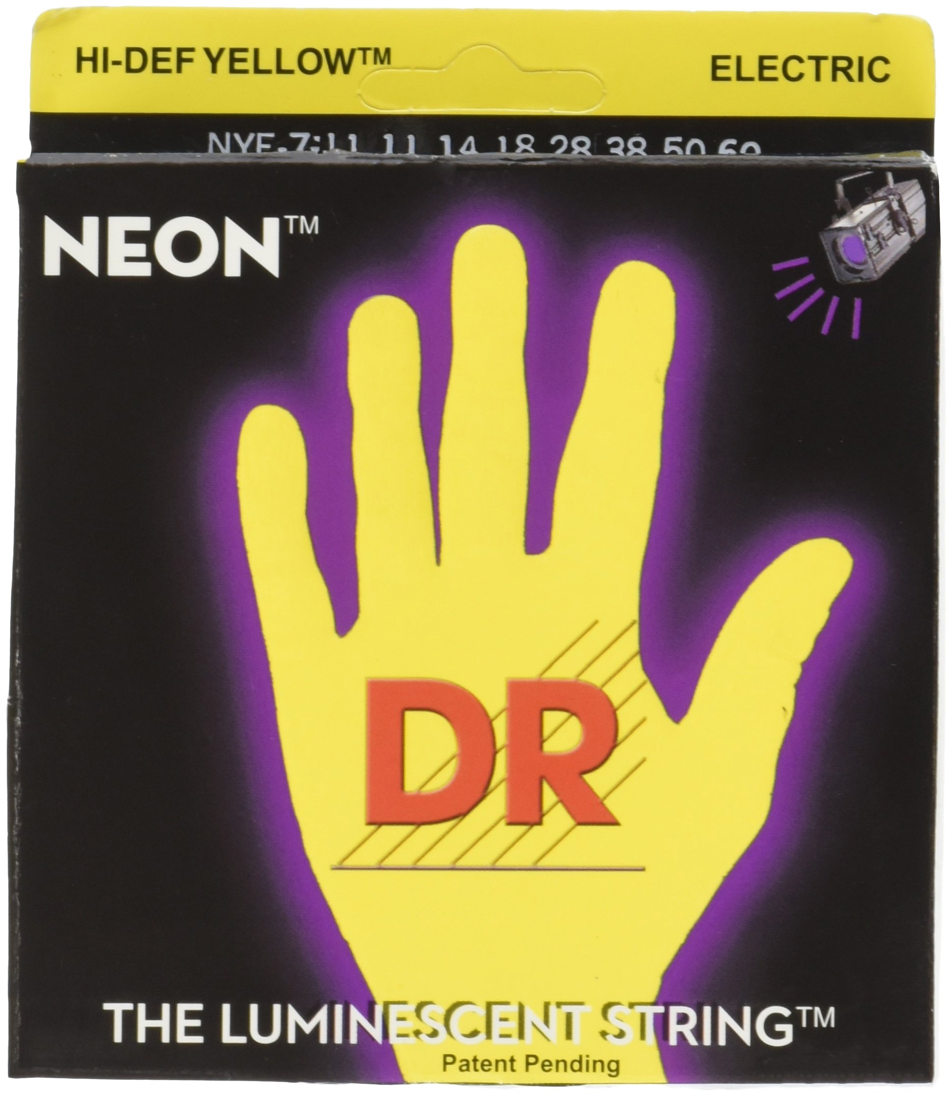 DR Handmade NYE7-11 Neon Yellow Electric Guitar Strings - 7-String Set for Rock, Metal & Stage Performances - Bright Tone & Enhanced Durability