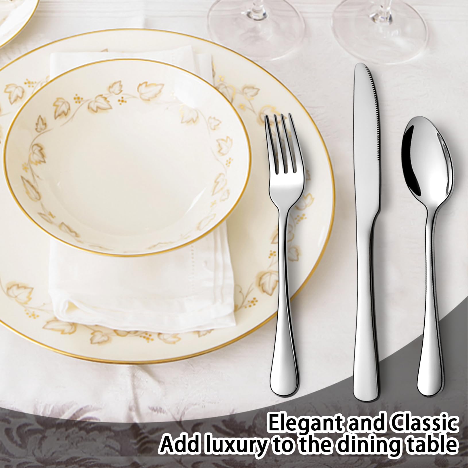 40-Piece Stainless Steel Silverware Set for 8 - Mirror Polished Cutlery Set with Forks, Knives & Spoons - Durable Rust-Resistant Flatware for Home, Restaurant & Catering - Perfect for Dinner Parties, Weddings & Daily Dining