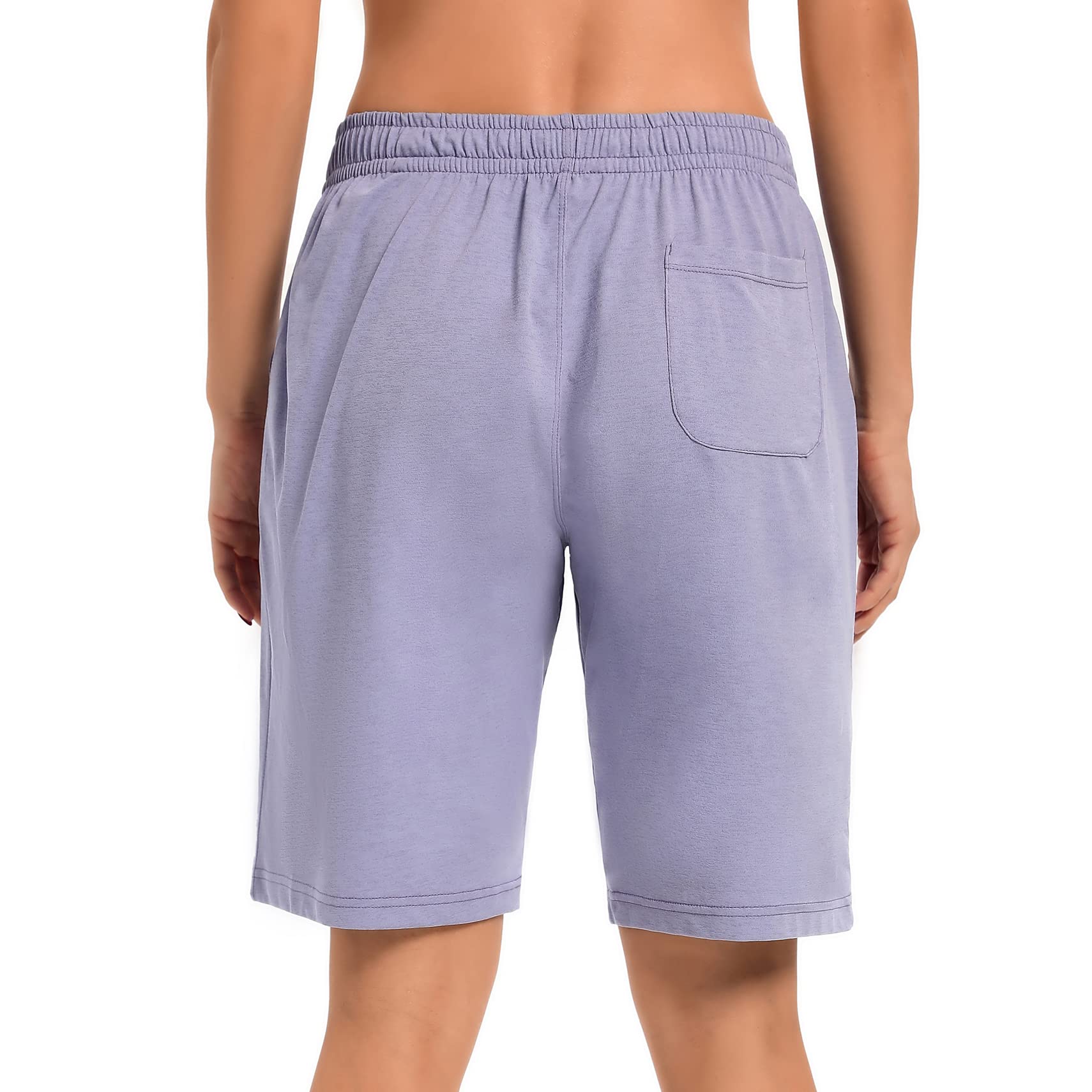LUCKY CACTUS Women's Bermuda Shorts - Stretchy Jersey Yoga Shorts with Pockets for Walking, Running & Workouts - Comfortable Knee-Length Athletic Shorts for Women | Perfect for Gym, Travel & Casual Wear