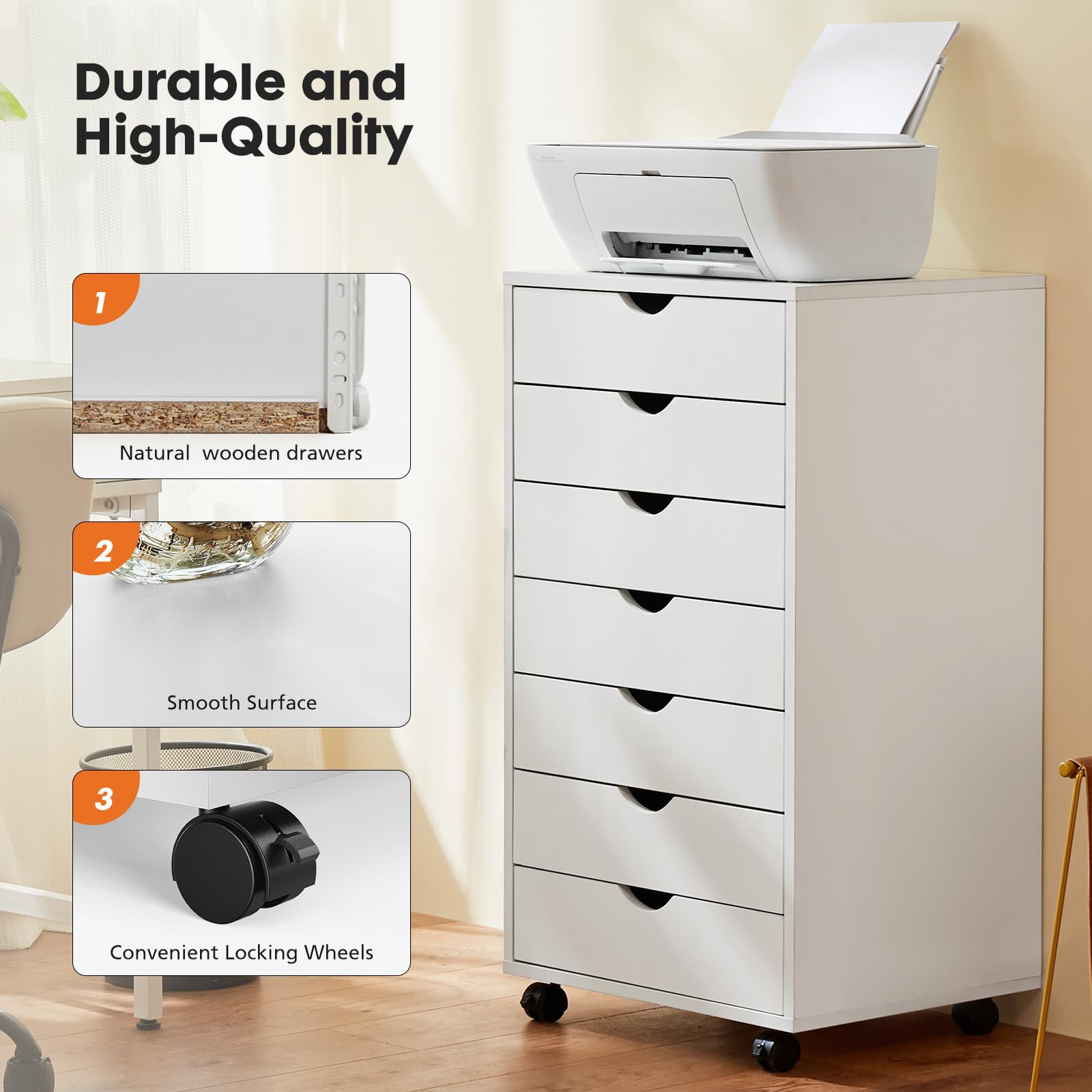 7-Drawer Wood Lateral File Cabinet - Office Storage Cabinet for Printer Stand, Home & Office Organization - Perfect for Home Office, Study Room & Workspace Storage