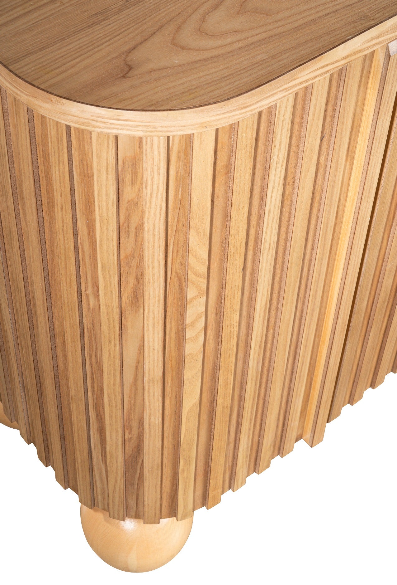 Lucca Fluted Sideboard Accent Cabinet with Ball Feet - Mid-Century Modern Storage for Dining Room, Living Room & Entryway
