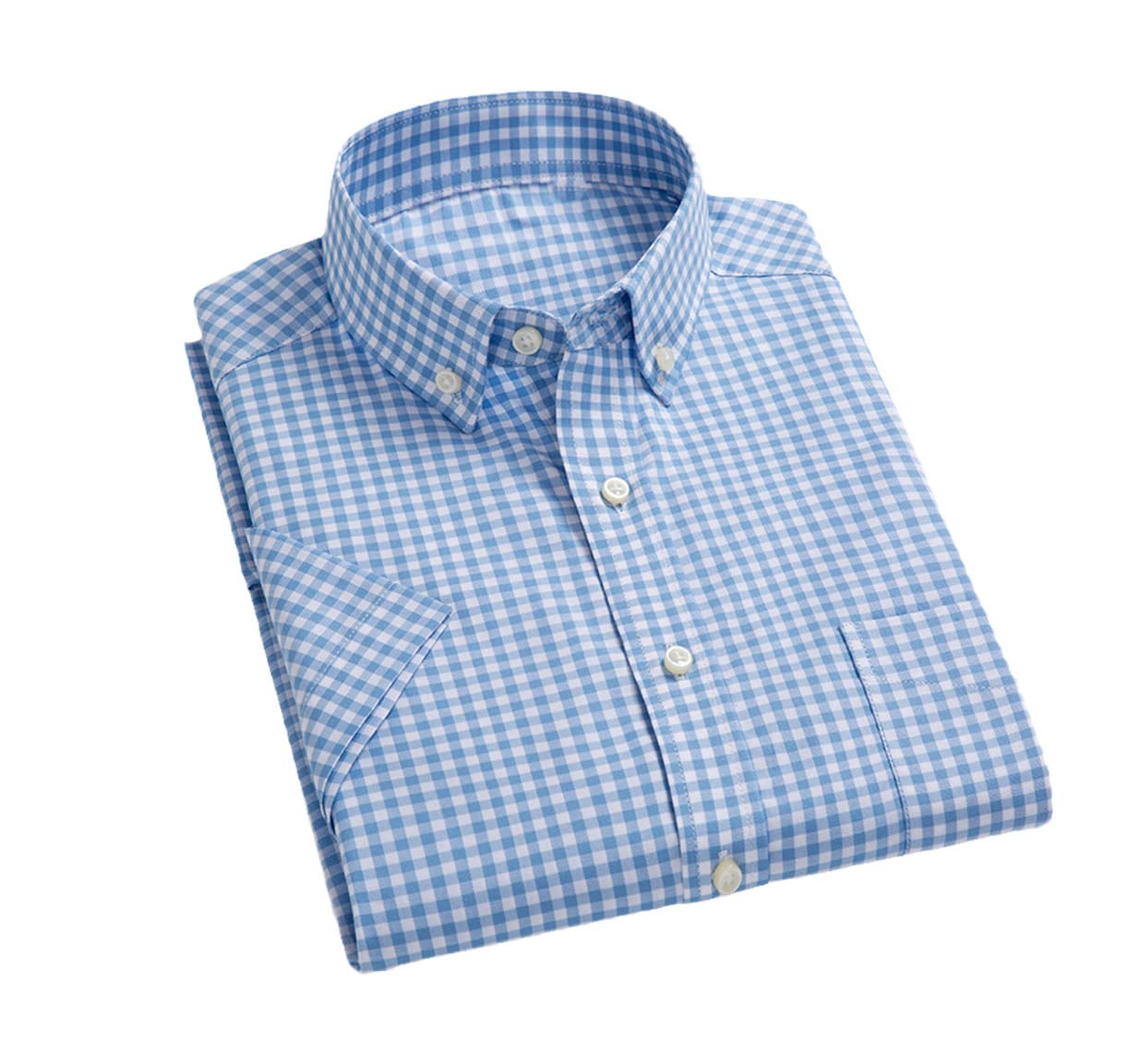Men's Summer Short Sleeve Plaid Cotton Shirts - Breathable Regular Fit Casual Checkered & Striped Shirts for Outdoor Activities, Work & Travel