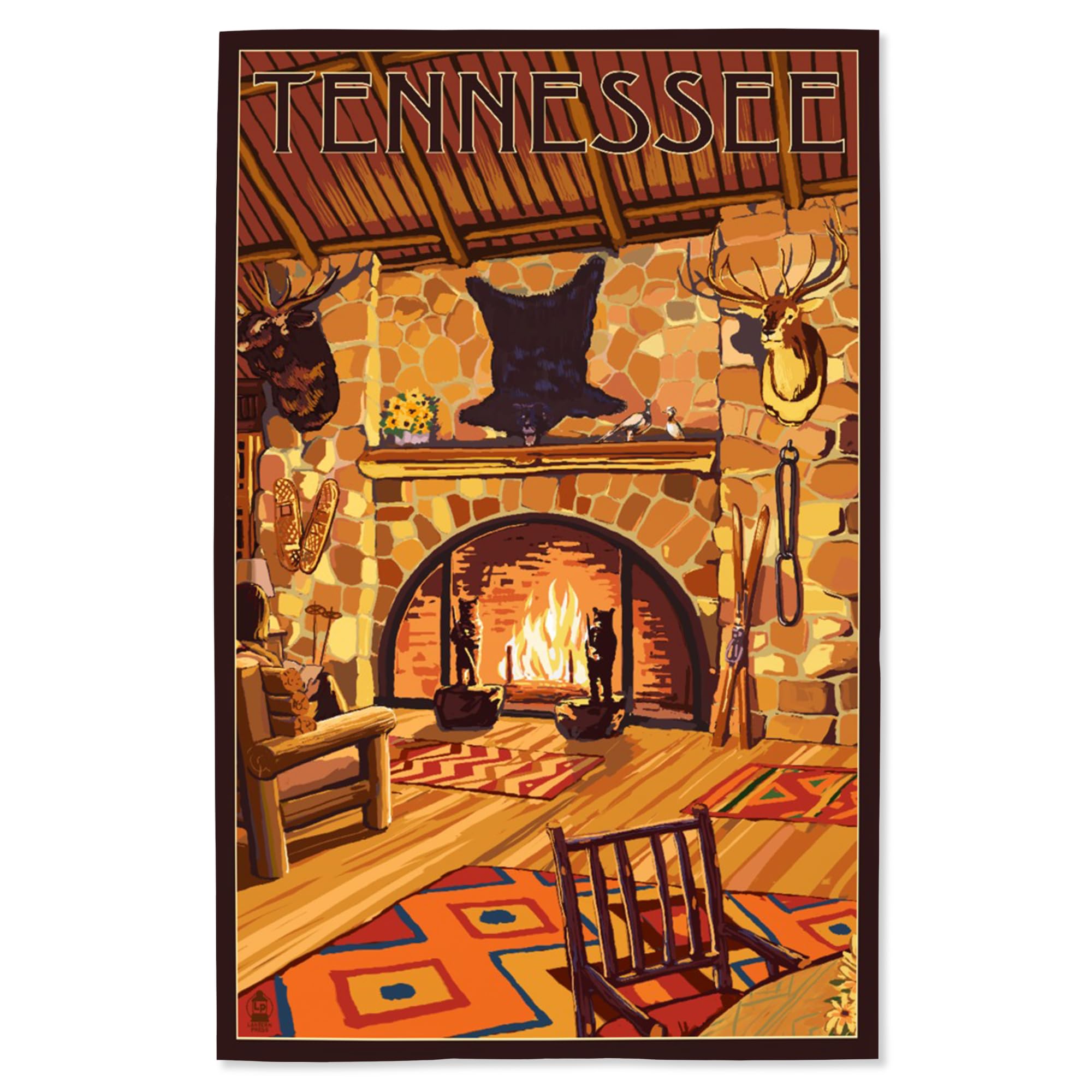 Lantern Press 16x24 Inch Giclee Art Print - Cozy Tennessee Lodge Interior Wall Decor - Perfect for Living Room, Bedroom & Cabin Aesthetic